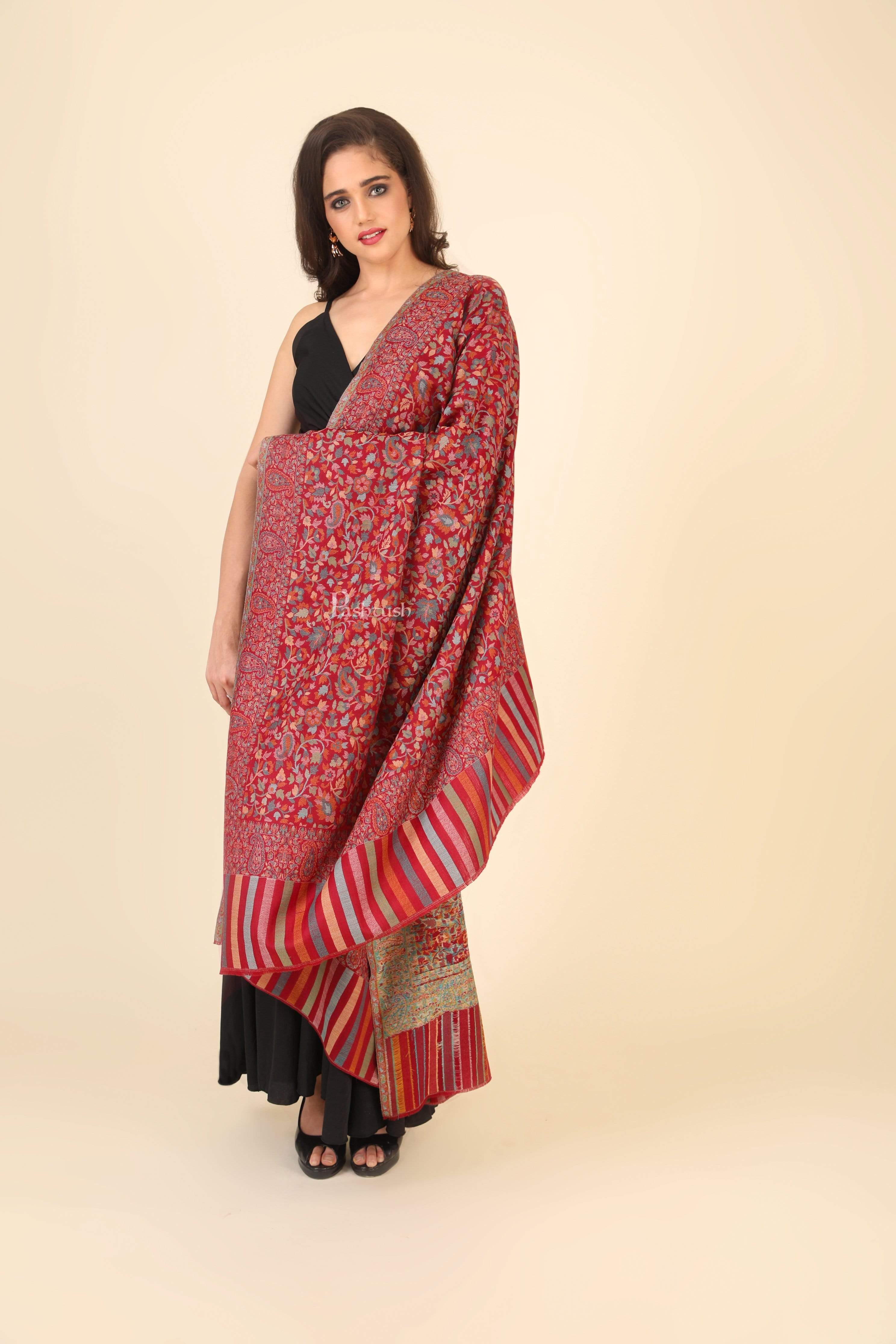 Pashtush Womens Fine Wool Ethnic Weave Shawl, Soft And Warm - Image 6