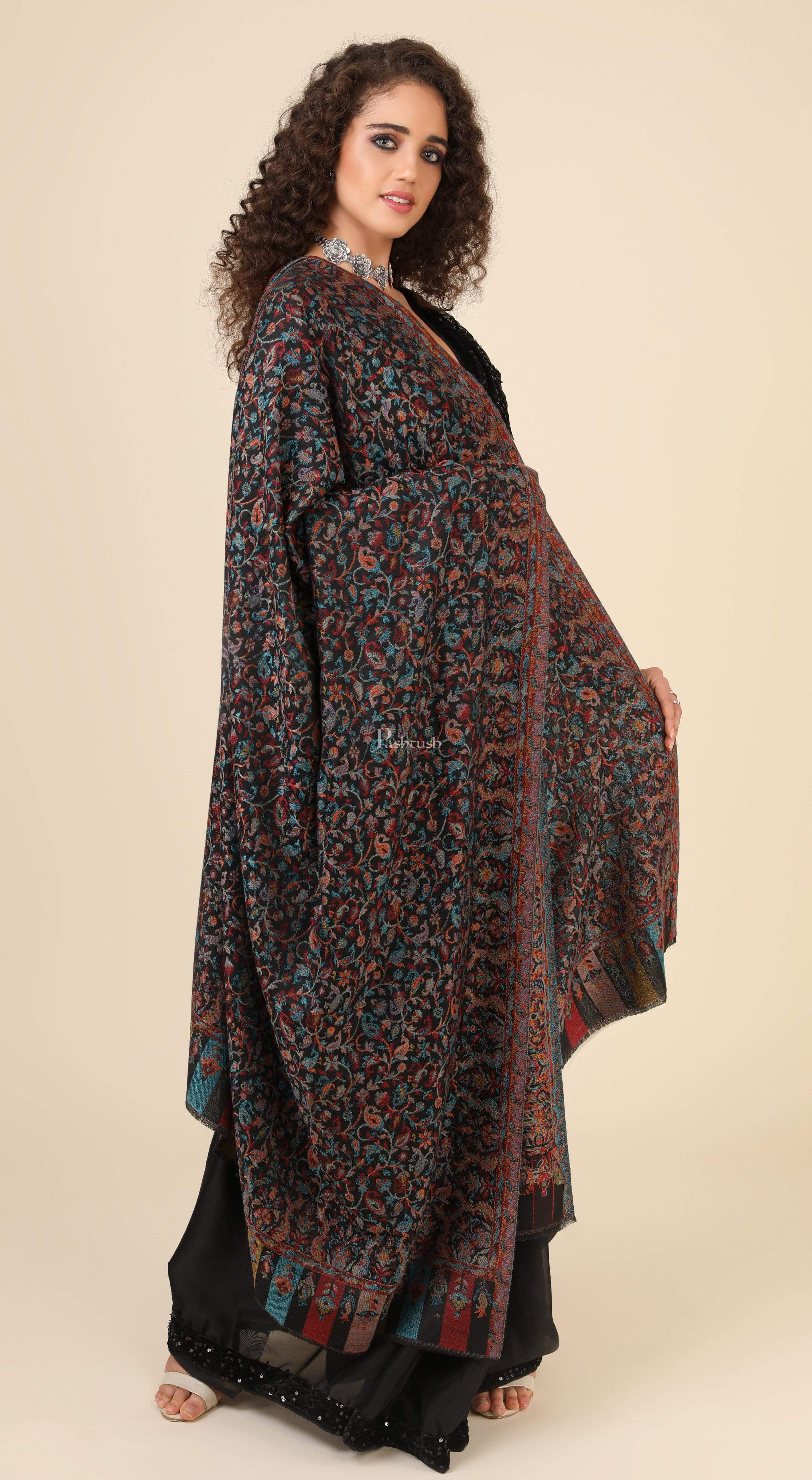 Pashtush Womens Fine Wool Ethnic Weave Shawl, Soft And Warm - Image 4