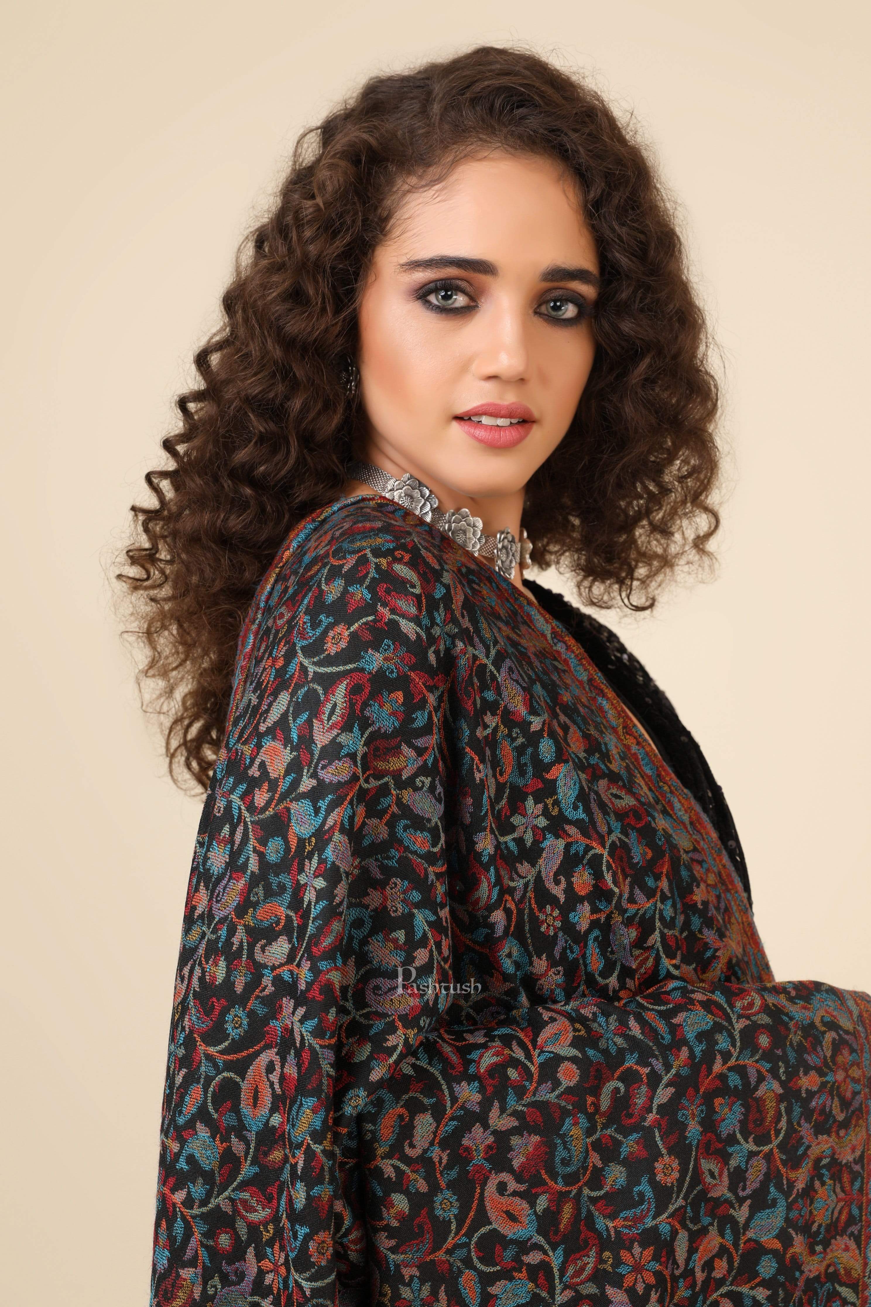 Pashtush Womens Fine Wool Ethnic Weave Shawl, Soft And Warm - Image 5
