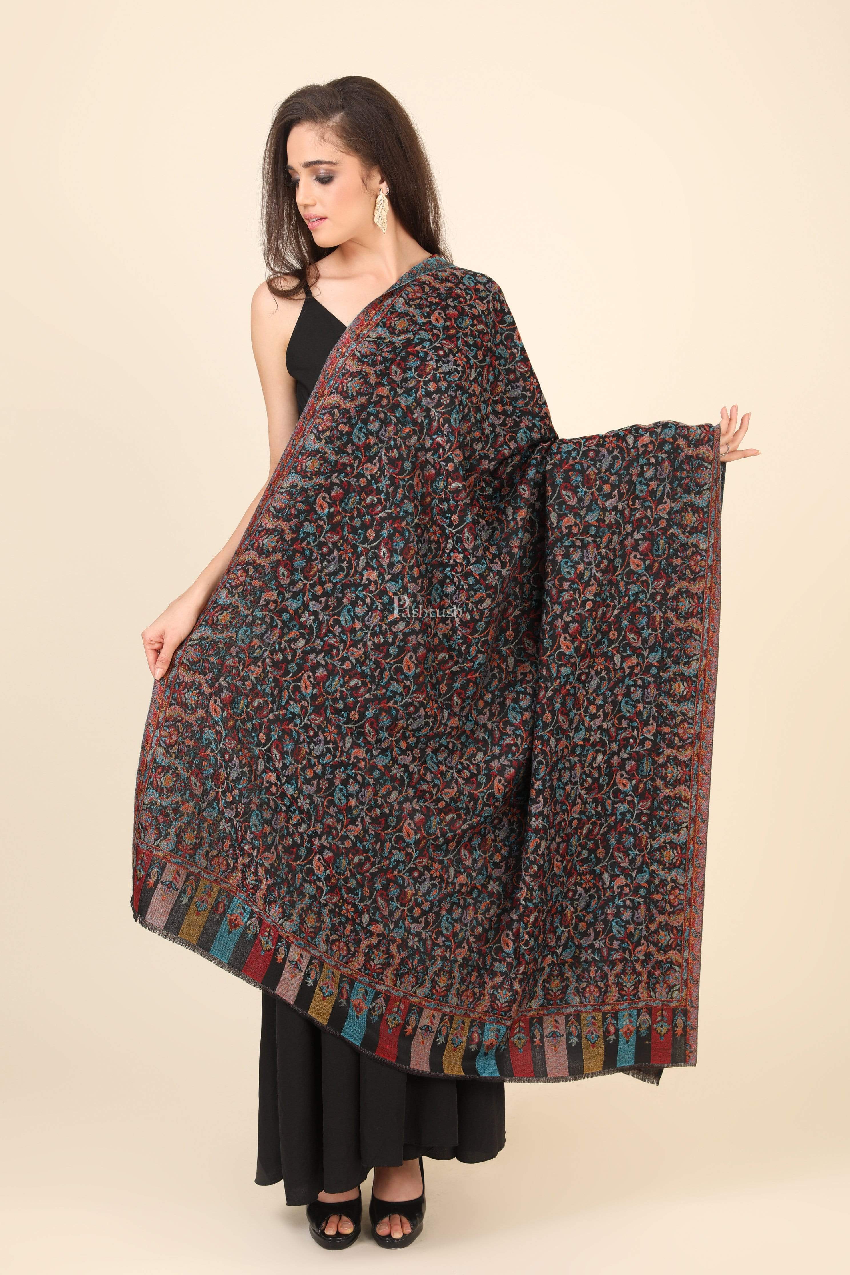 Pashtush Womens Fine Wool Ethnic Weave Shawl, Soft And Warm - Image 3