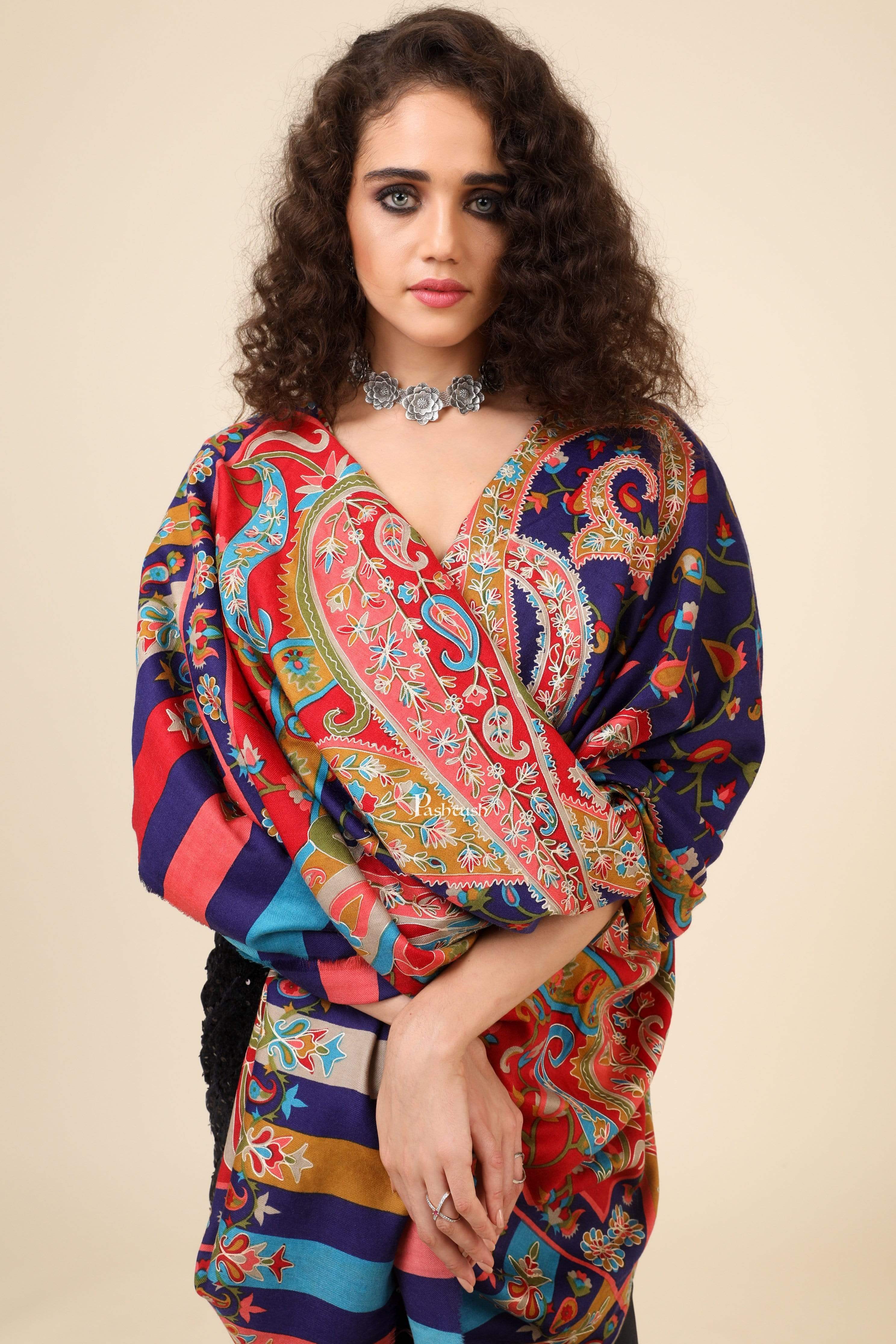 Pashtush Womens Fine Wool, Kalamkari Printed Shawl, Multicoloured - Image 3