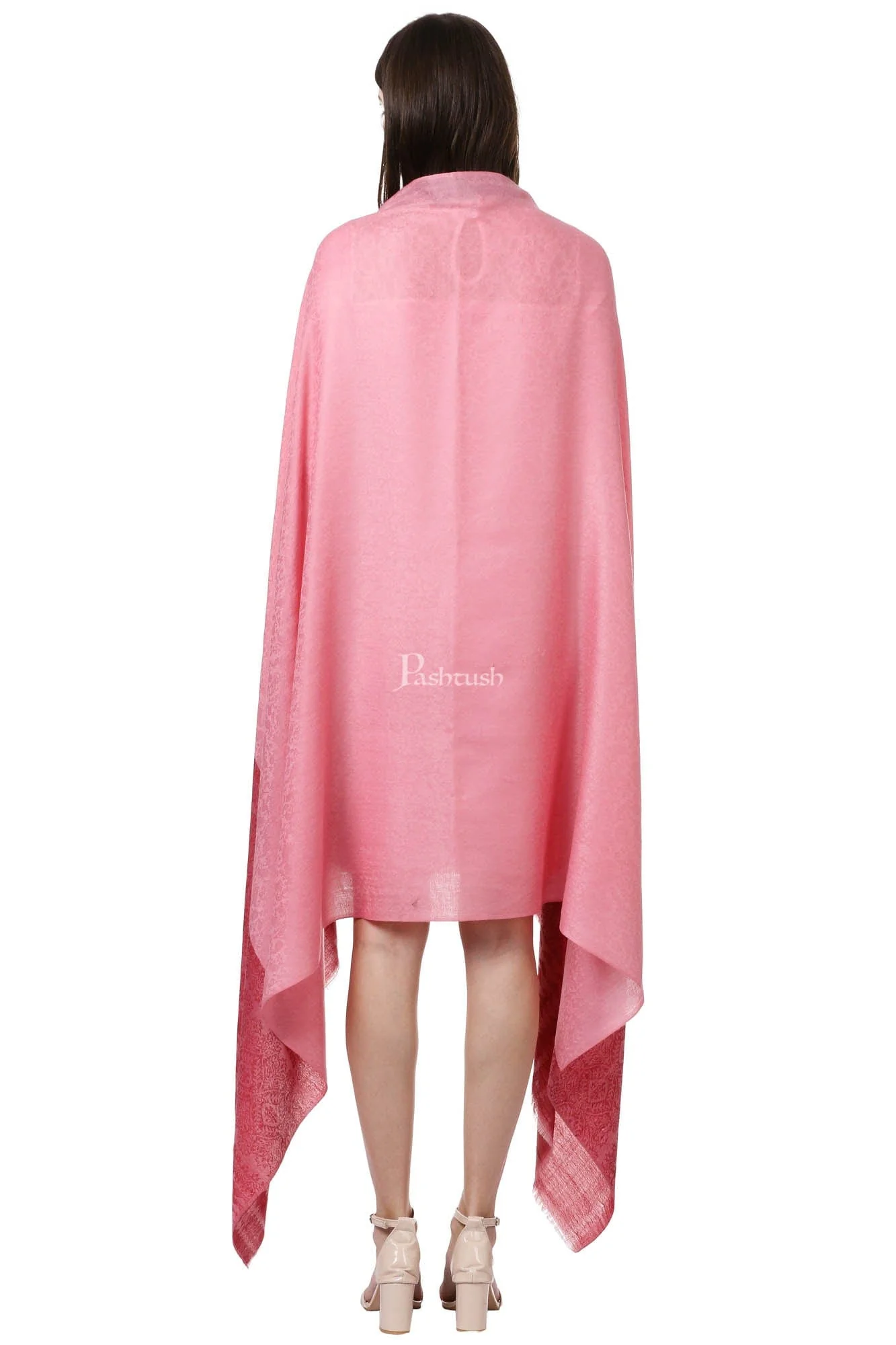 Pashtush Womens Fine Wool Shawl, Flamingo Romance - Image 3