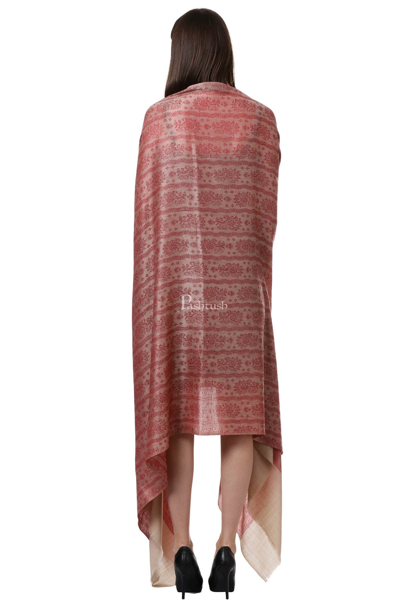 Pashtush Womens Fine Wool Shawl, Merlot - Image 3