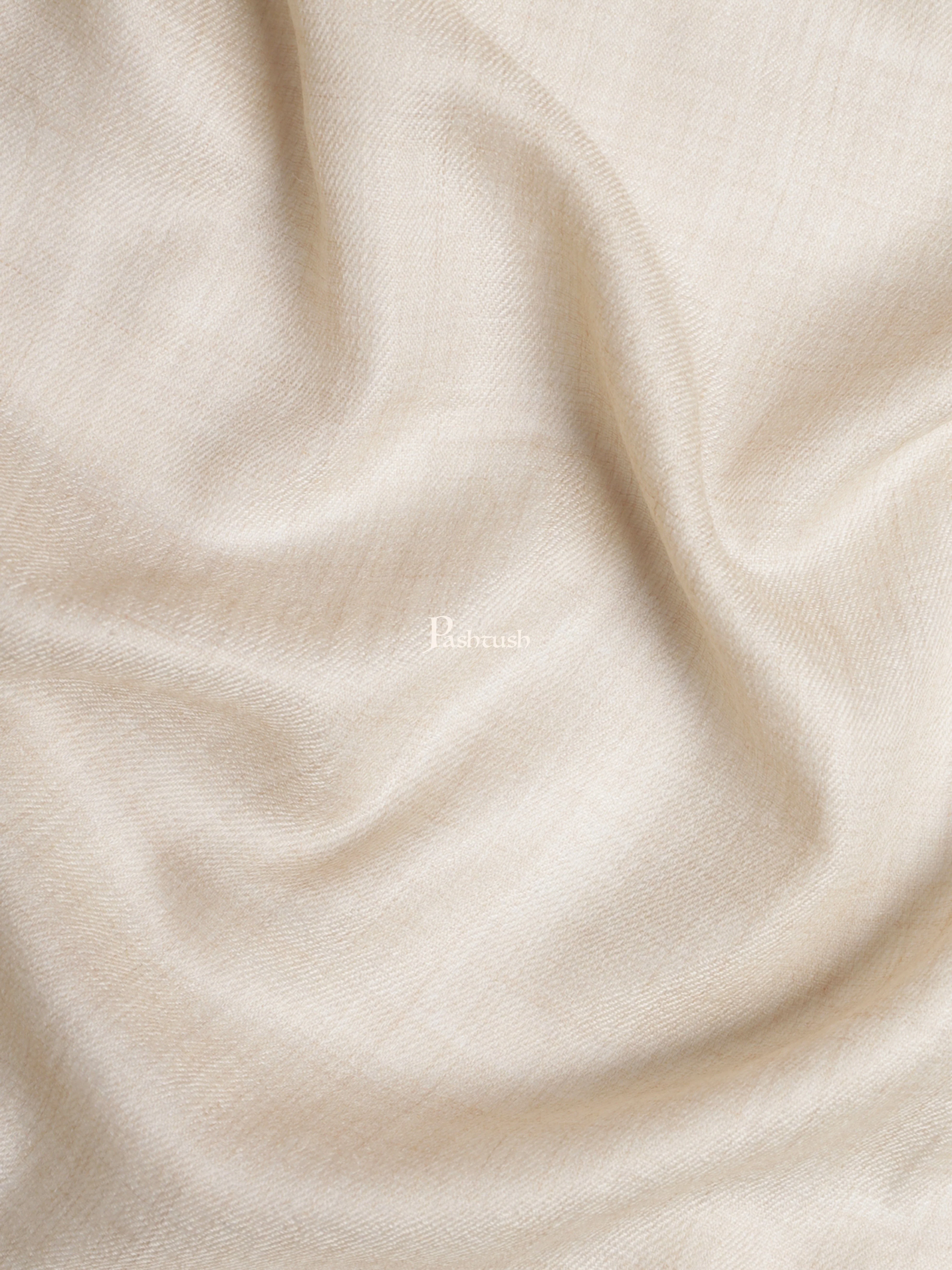 Pashtush Womens Fine Wool Shawl, Natural, Extra Soft Warm - Light Weight, Beige - Image 2