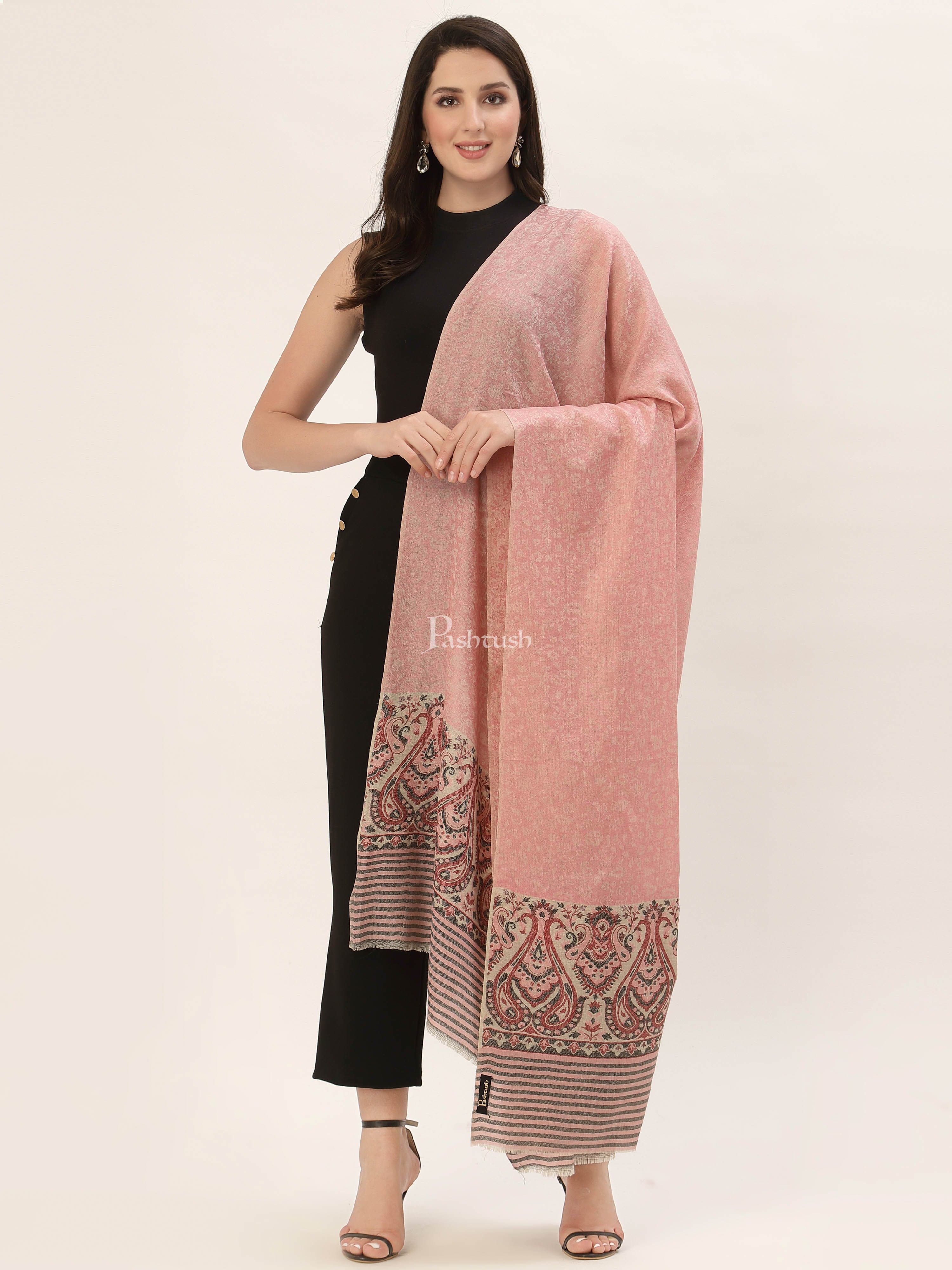 Pashtush Womens Fine Wool Shawl, With Ethnic Palla Weave - Image 6