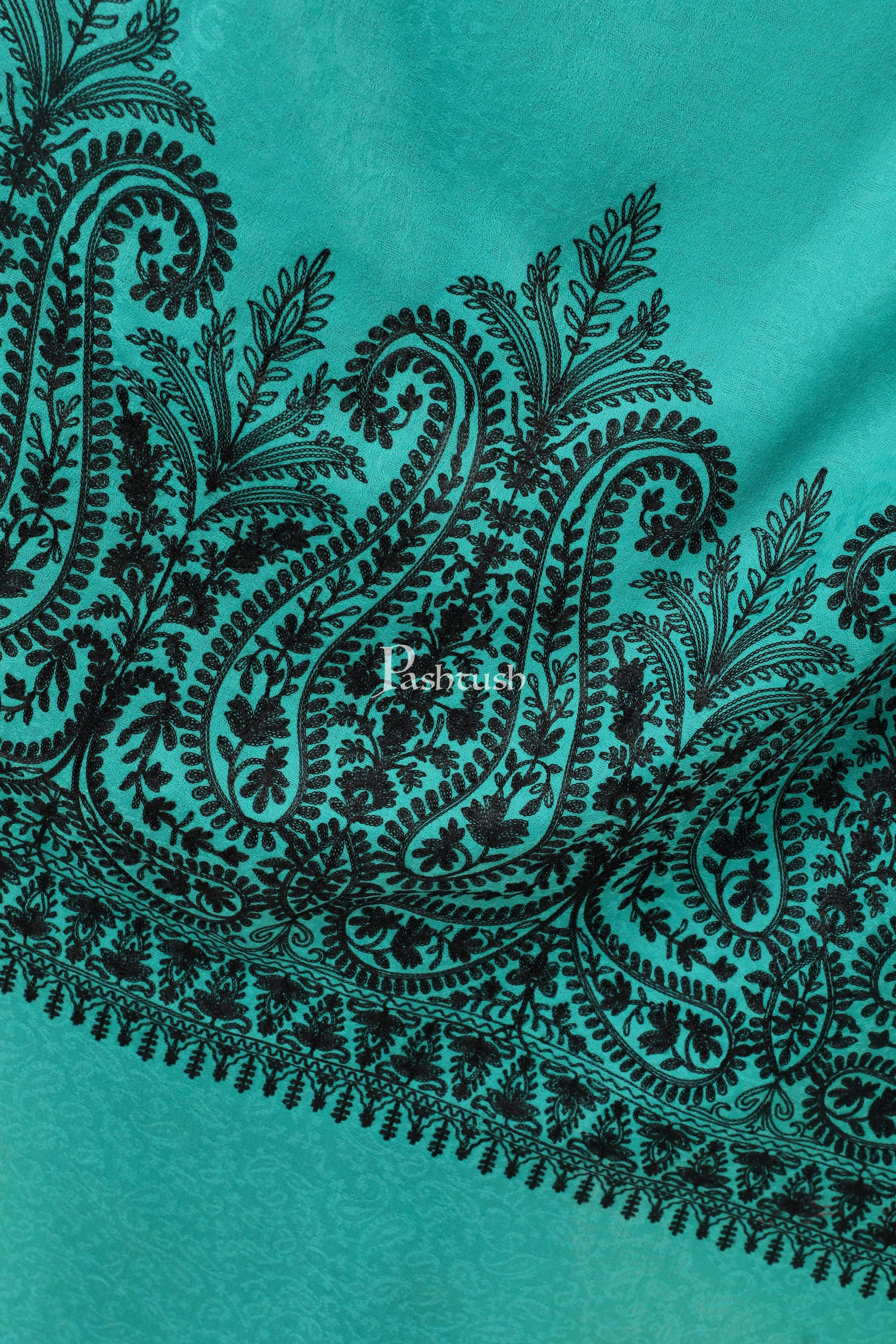 Pashtush Womens Fine Wool Shawl, With Tone On Tone Nalki Embroidery, Soft And Warm - Image 2