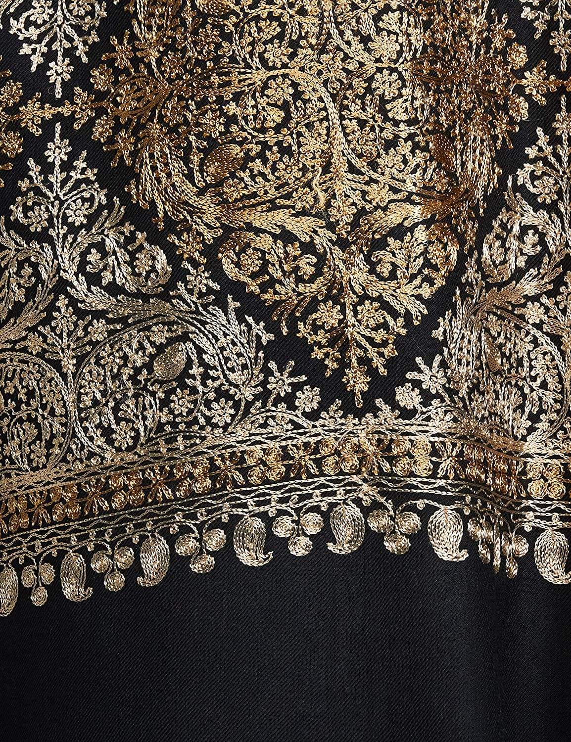 Pashtush Womens Fine Wool, Silky Nalki Embroidery Needlework Stole, Black - Image 6