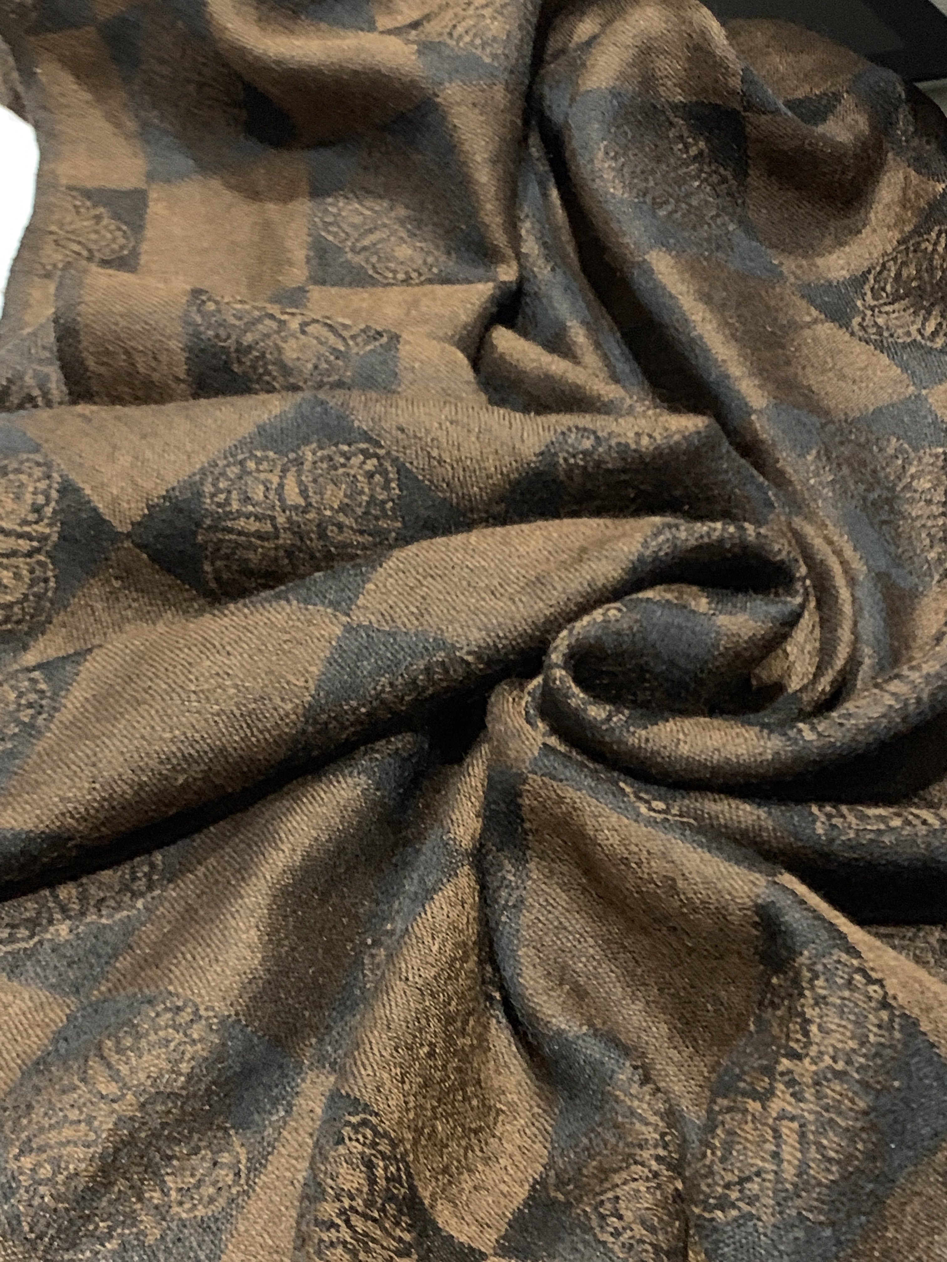 Pashtush Fine Wool Soft And Warm Twin Check Black Coffee - Image 2