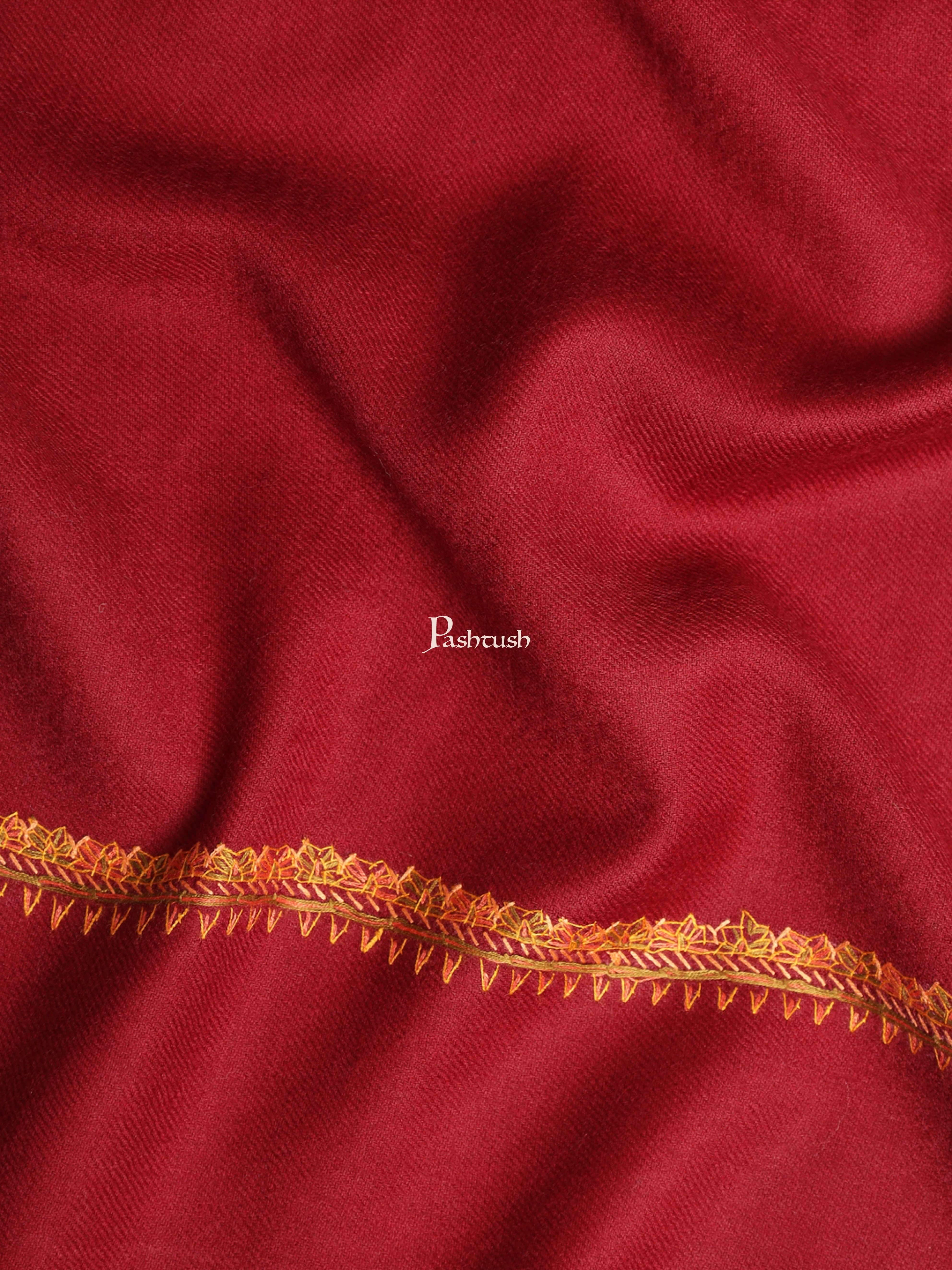 Pashtush Womens Kashmiri Hand Embroidery Sozni Shawl, Woollen, Soft and Warm, Kingri, Maroon - Image 2