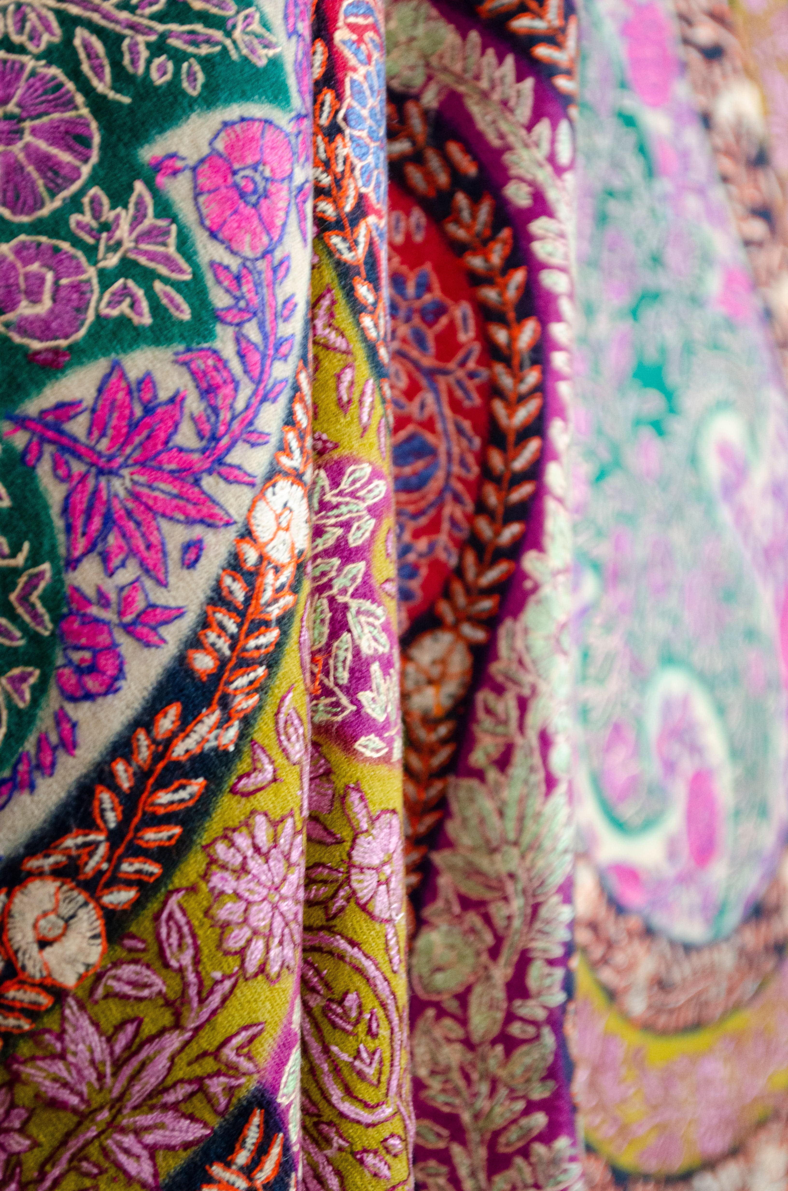 Pashtush Womens, Handmade Pashmina Embroidery Shawl, Gulaabdar Papier Mache Embroidery with Resham Threadwork, Multicoloured - Image 3