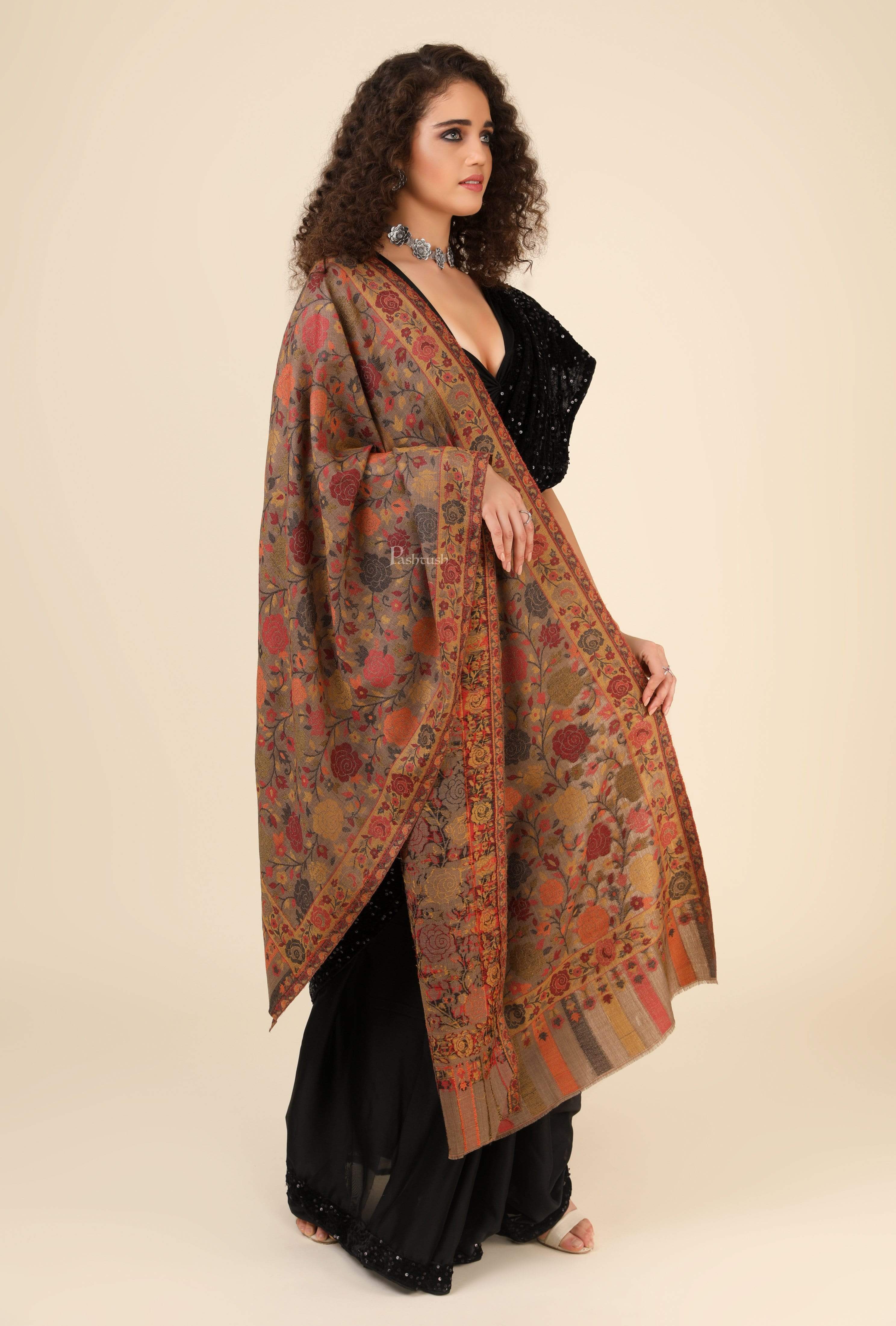 Pashtush Women'S Jacquard Ethnic Light Weight Floral Stole , Multi-Coloured - Image 5