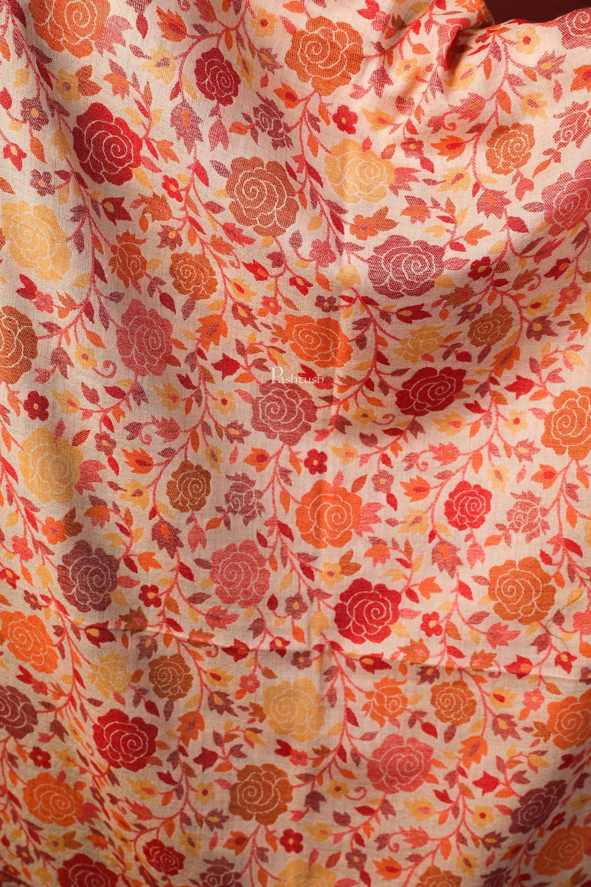 Pashtush Women's Jacquard Ethnic Light Weight Floral Stole, Multicolour - Image 2