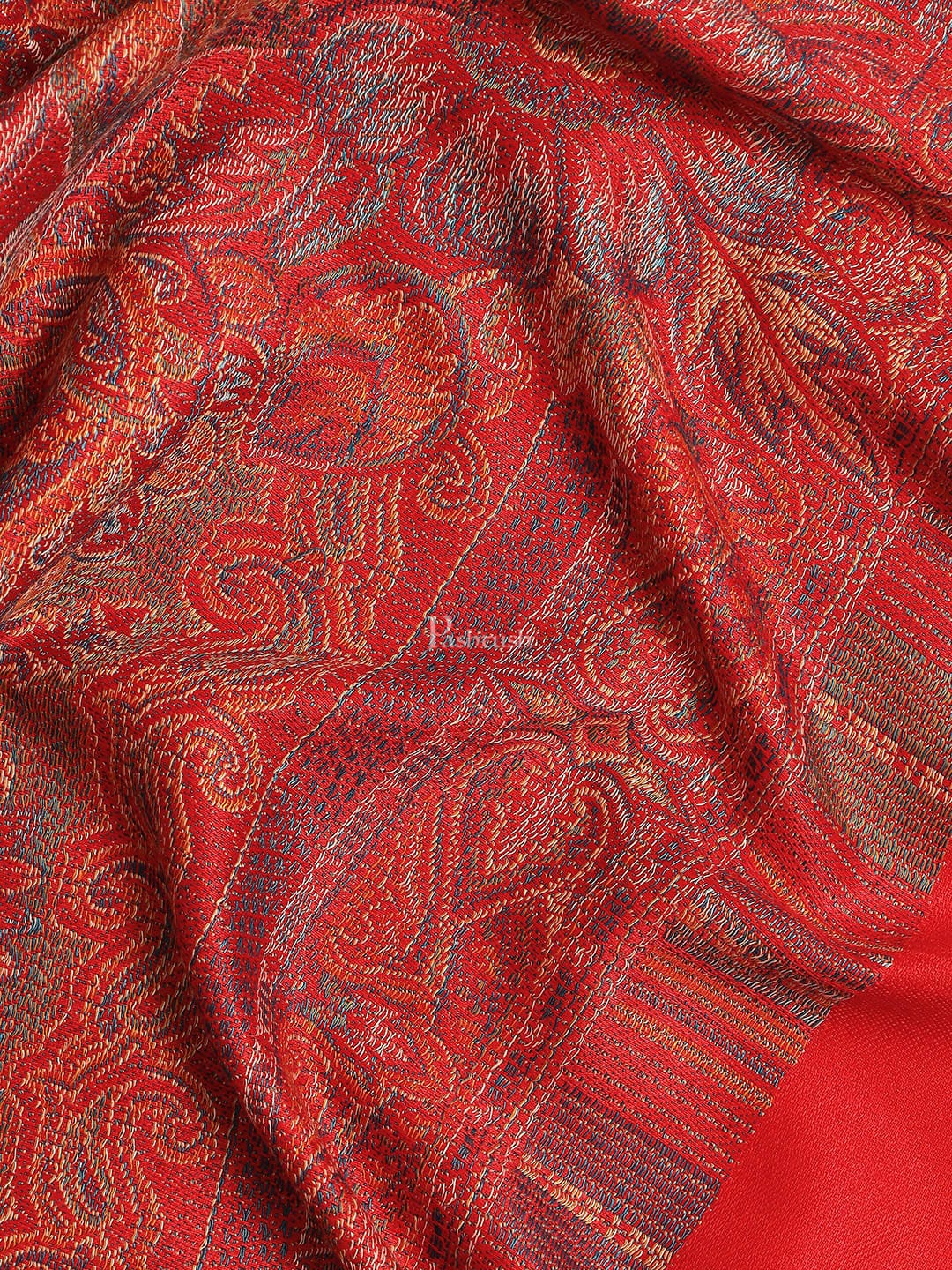 Pashtush Women'S Jamawar Shawl, Red - Image 3