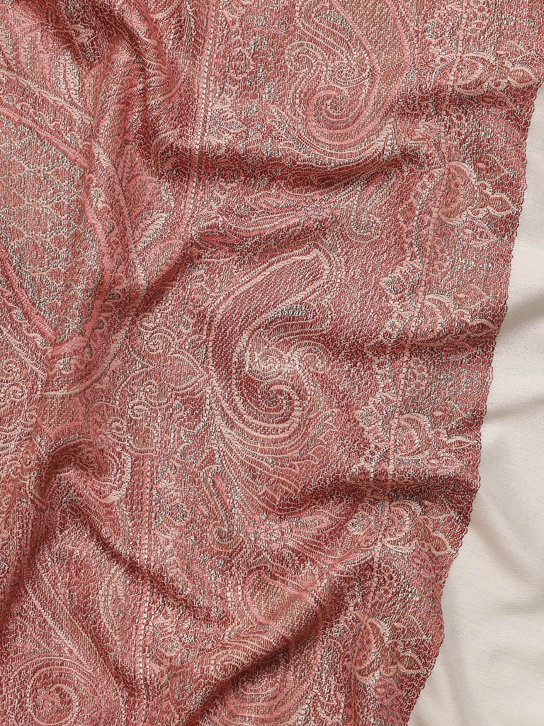 Pashtush Women's Jamawar Reversible Shawl, Ivory - Image 2