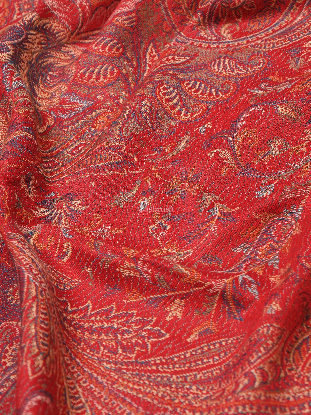 Pashtush Women's Jamawar Shawl, Red - Image 2
