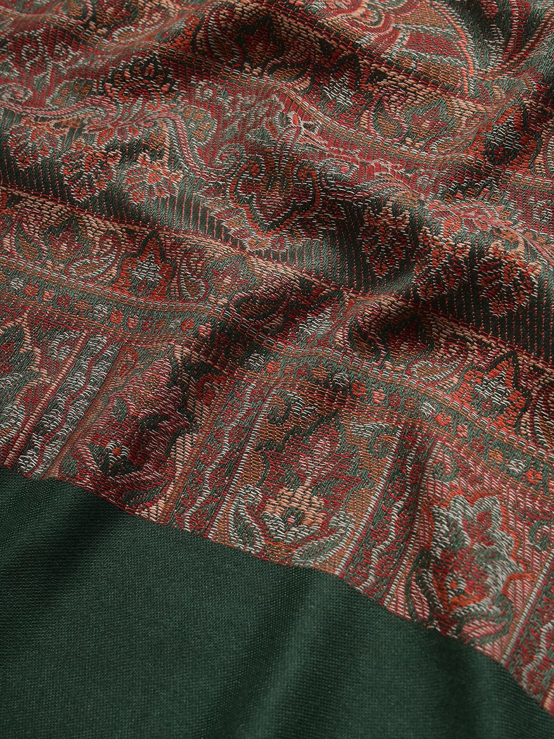 Pashtush Womens, Jamawar Shawl, Faux Pashmina, Soft and Warm, Deep Green - Image 2