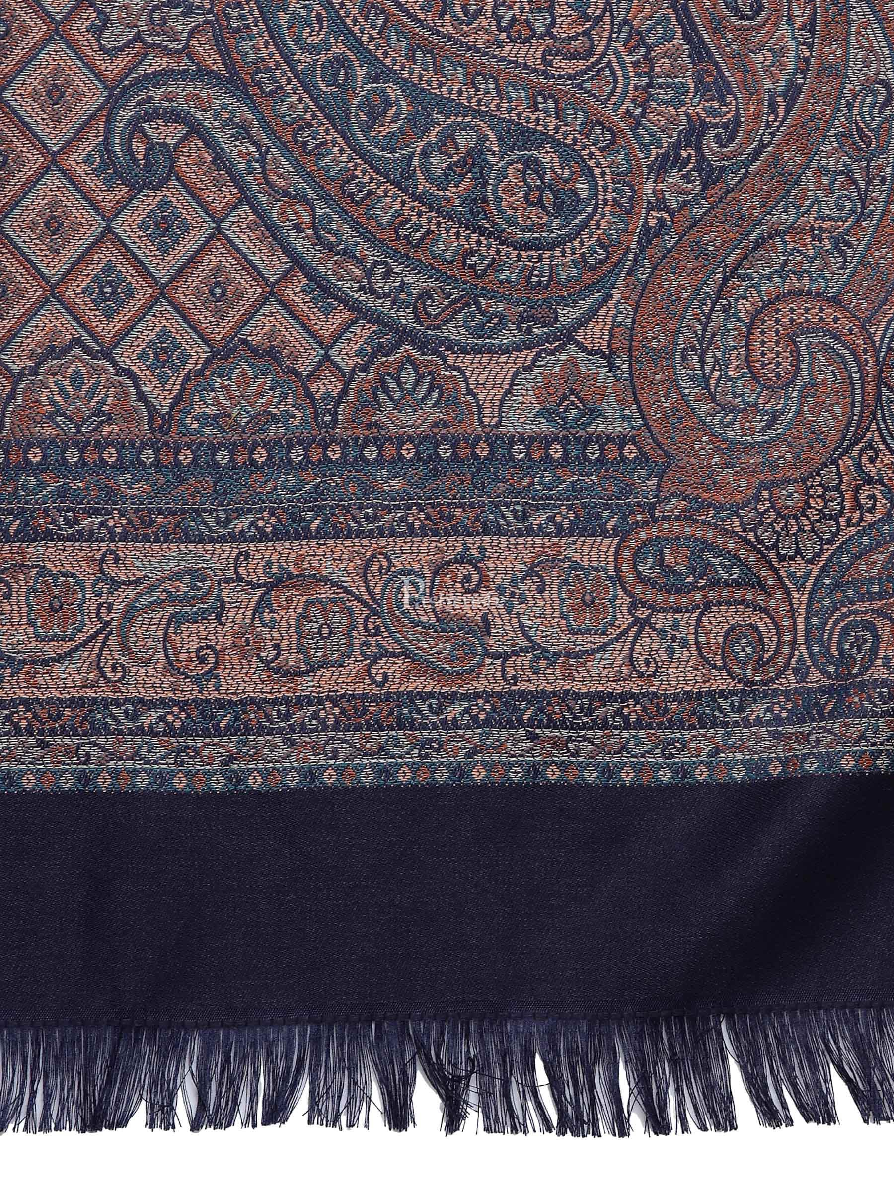 Pashtush Women'S Jamawar Shawl, Navy Blue - Image 2