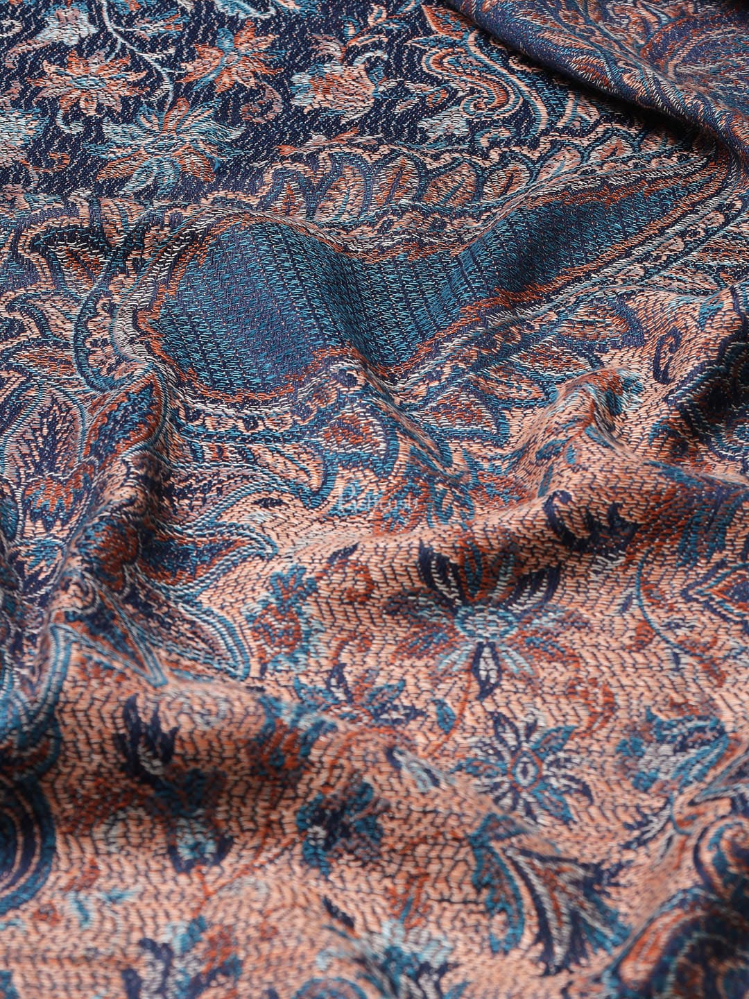 Pashtush Women'S Jamawar Shawl, Navy Blue - Image 3