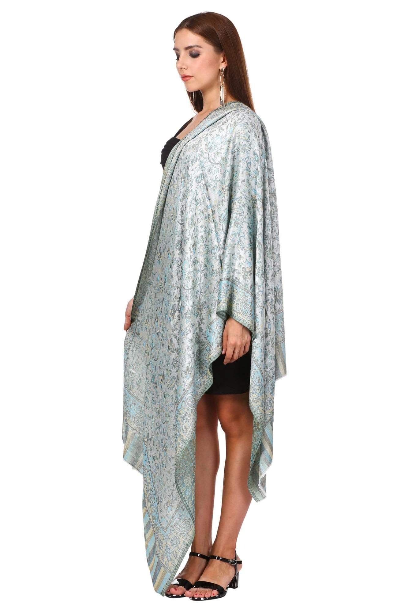 Pashtush Women'S Ethnic Design, Soft Bamboo Scarf, Casual Stole, Sea Green - Image 4