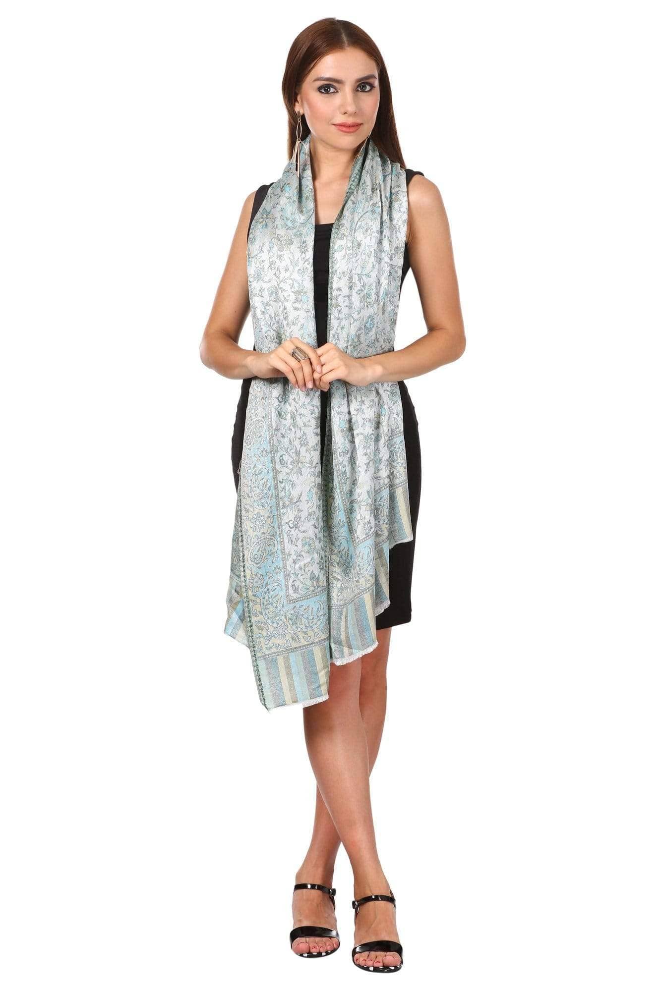 Pashtush Women'S Ethnic Design, Soft Bamboo Scarf, Casual Stole, Sea Green - Image 5