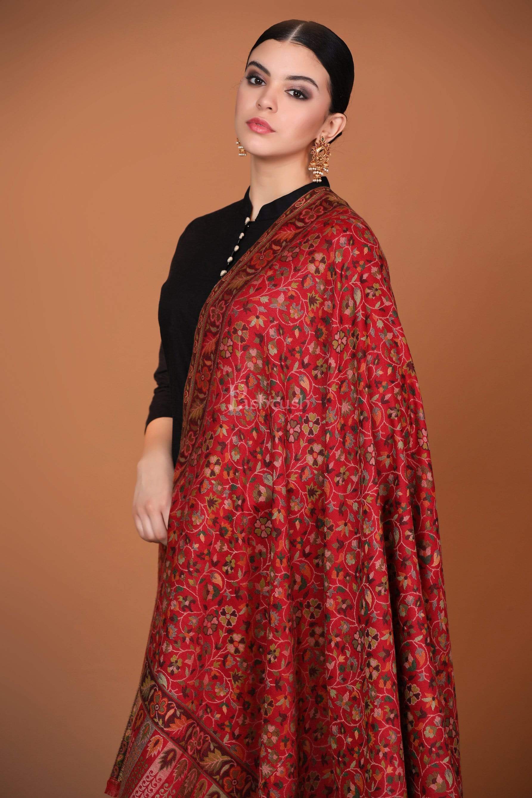 Pashtush Womens Ethnic Shawl, Faux Pashmina, Soft And Warm, Crimson - Image 8