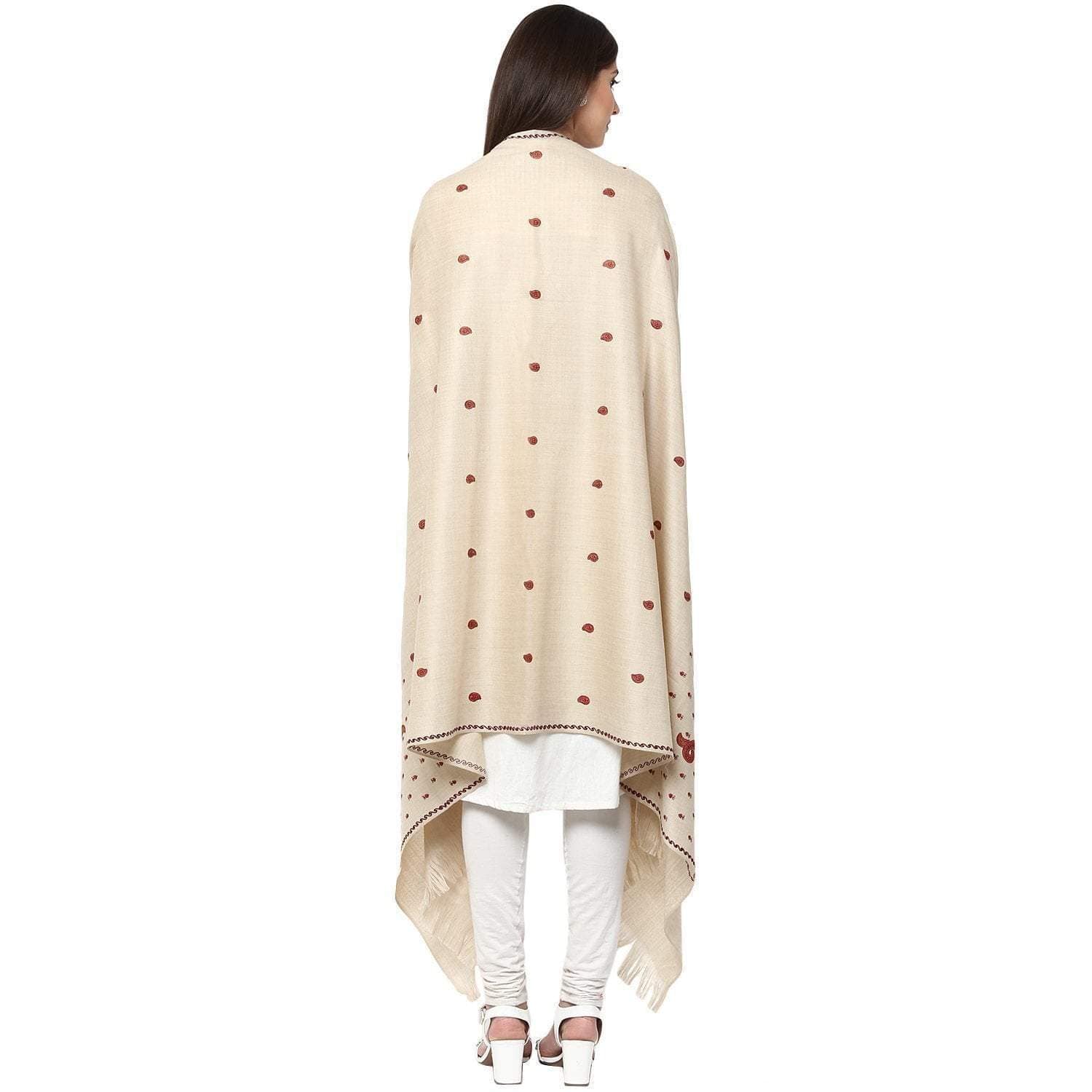 Pashtush Womens Embroidery Shawl, Light Weight And Warm, white - Image 2