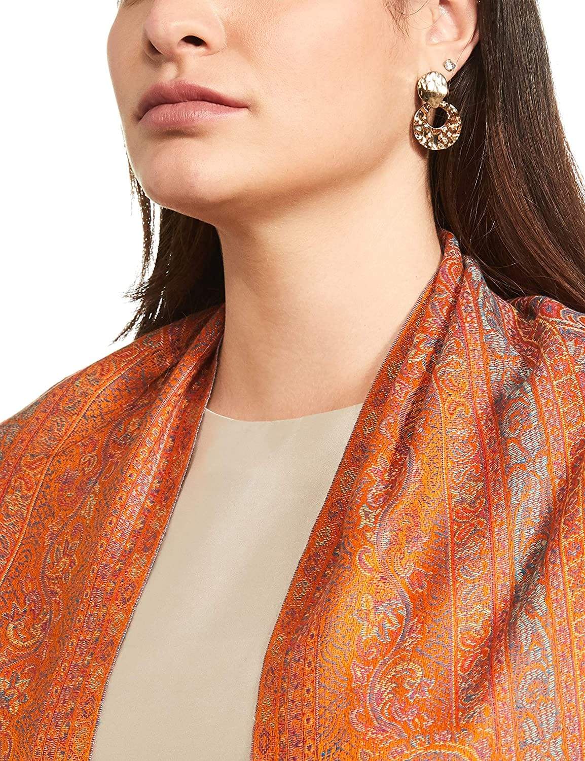 Pashtush Women'S Jamawar Shawl, Amber - Image 2