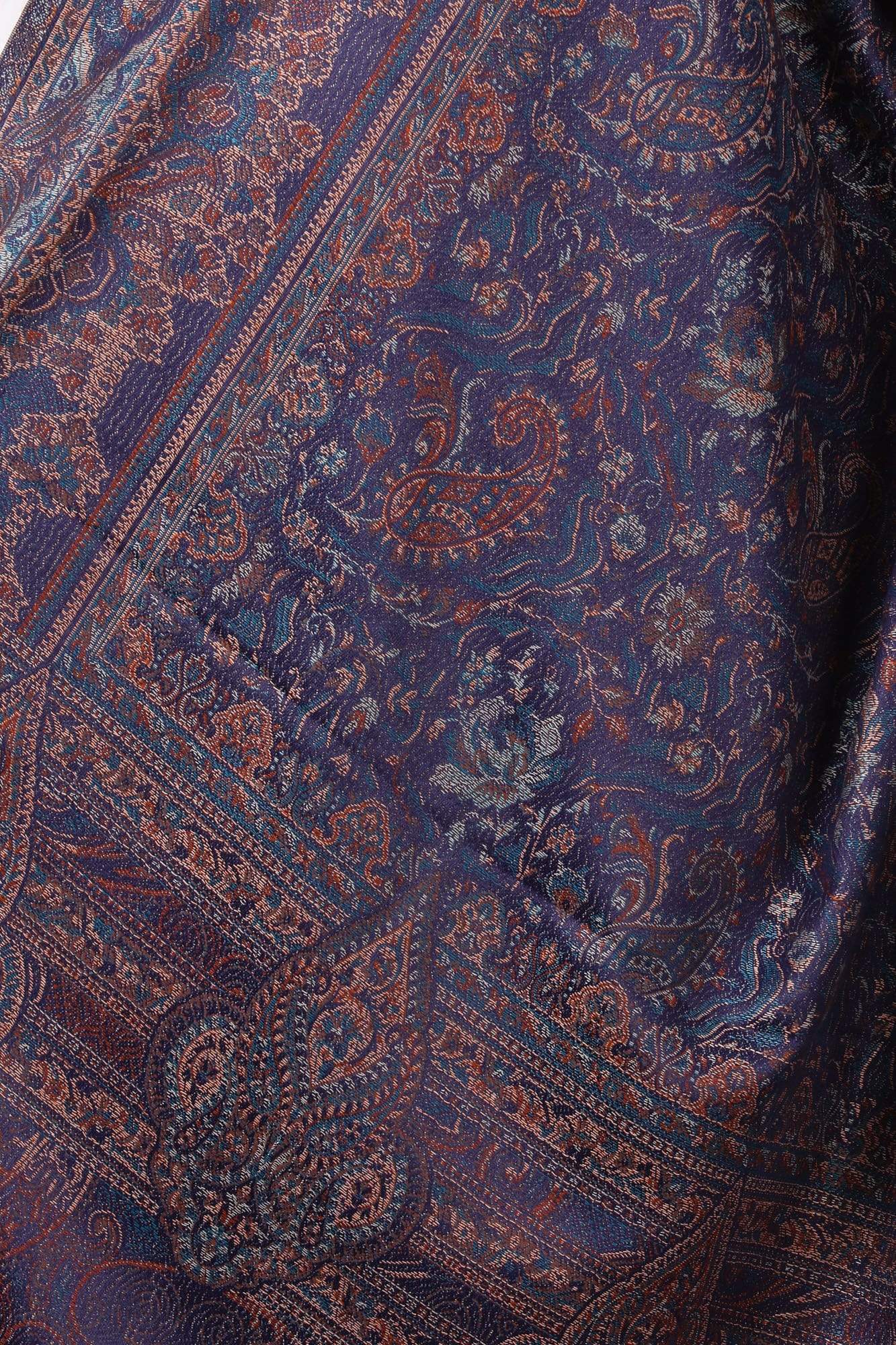 Pashtush Women'S Jamawar Shawl, Navy Blue - Image 2