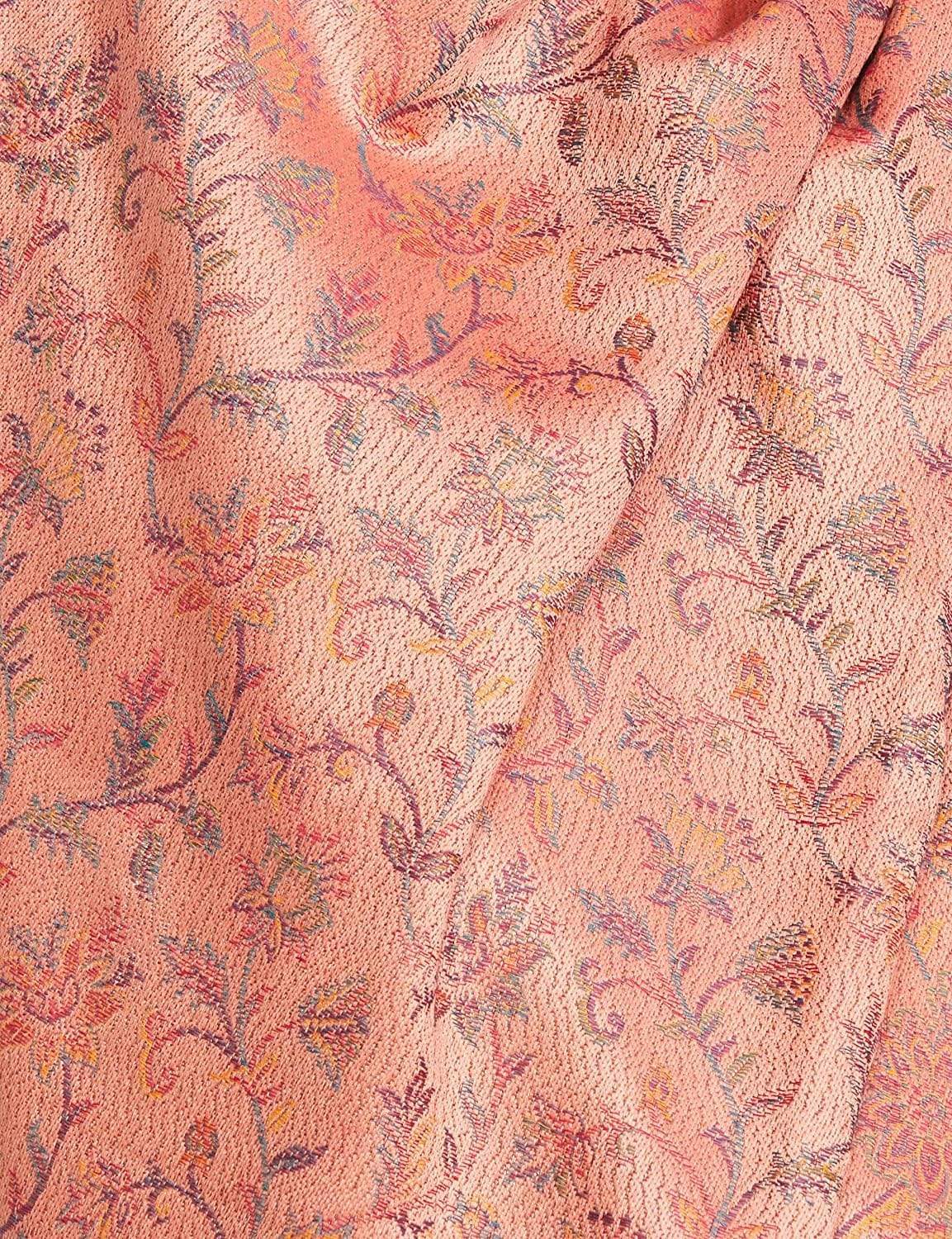 Pashtush Women Peach-Coloured Ethnic Reversible Jamawar Shawl - Image 4