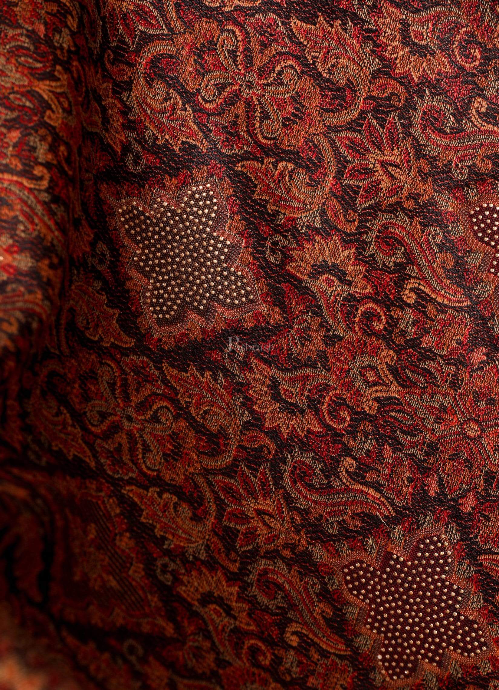 Pashtush Women'S Jamawar Shawl With Crystal Work Shawl, Faux Pashmina - Image 2