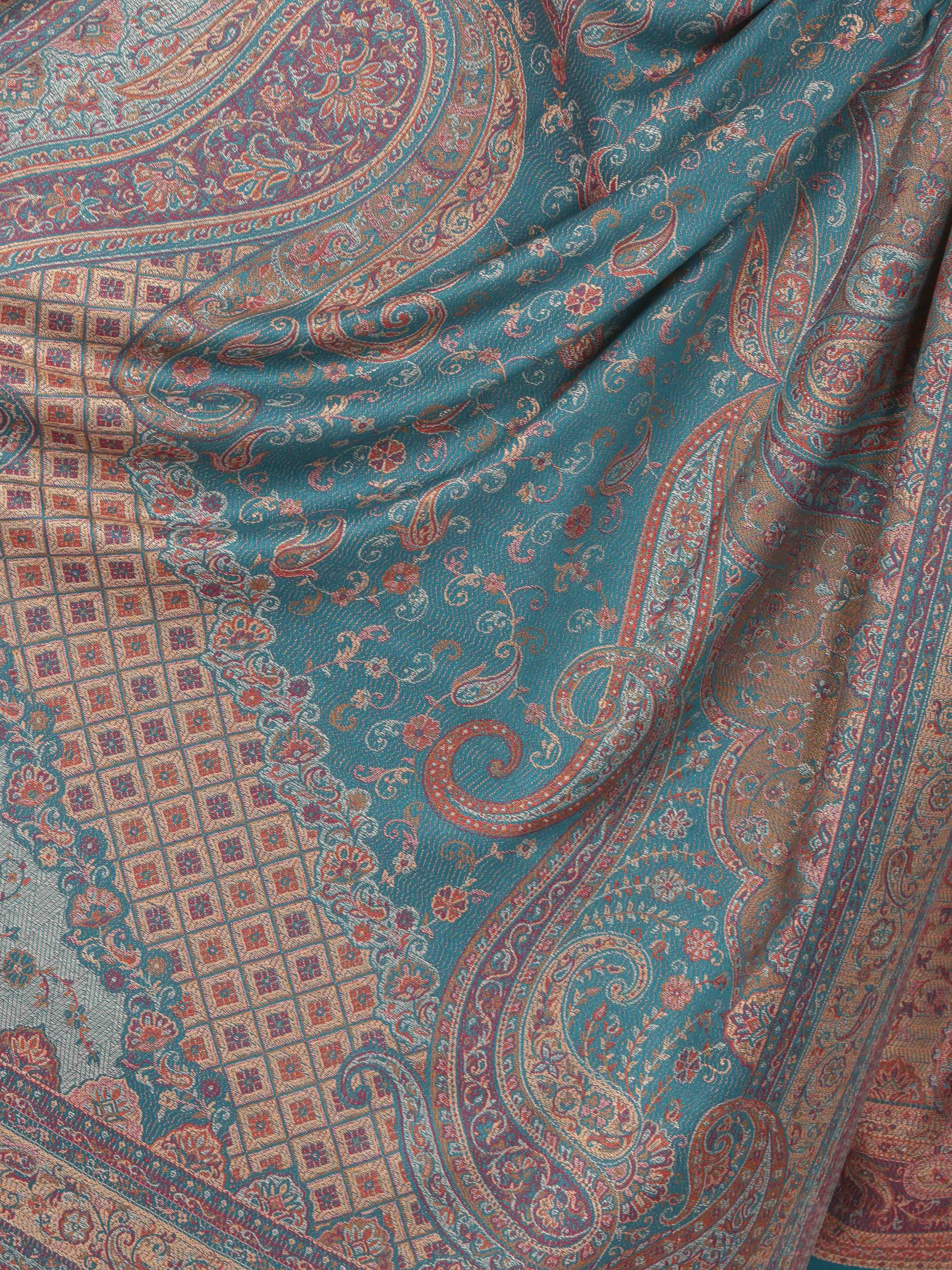Pashtush Women'S Shawl, Faux Pashmina Design, Arabian Sea Blue - Image 2