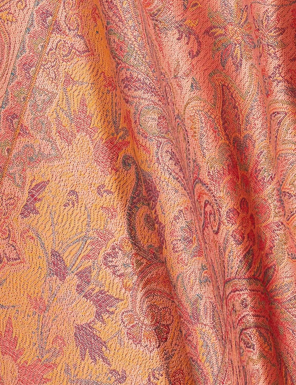 Pashtush Women'S Reversible Shawl, Faux Pashmina Design, Peach - Image 10