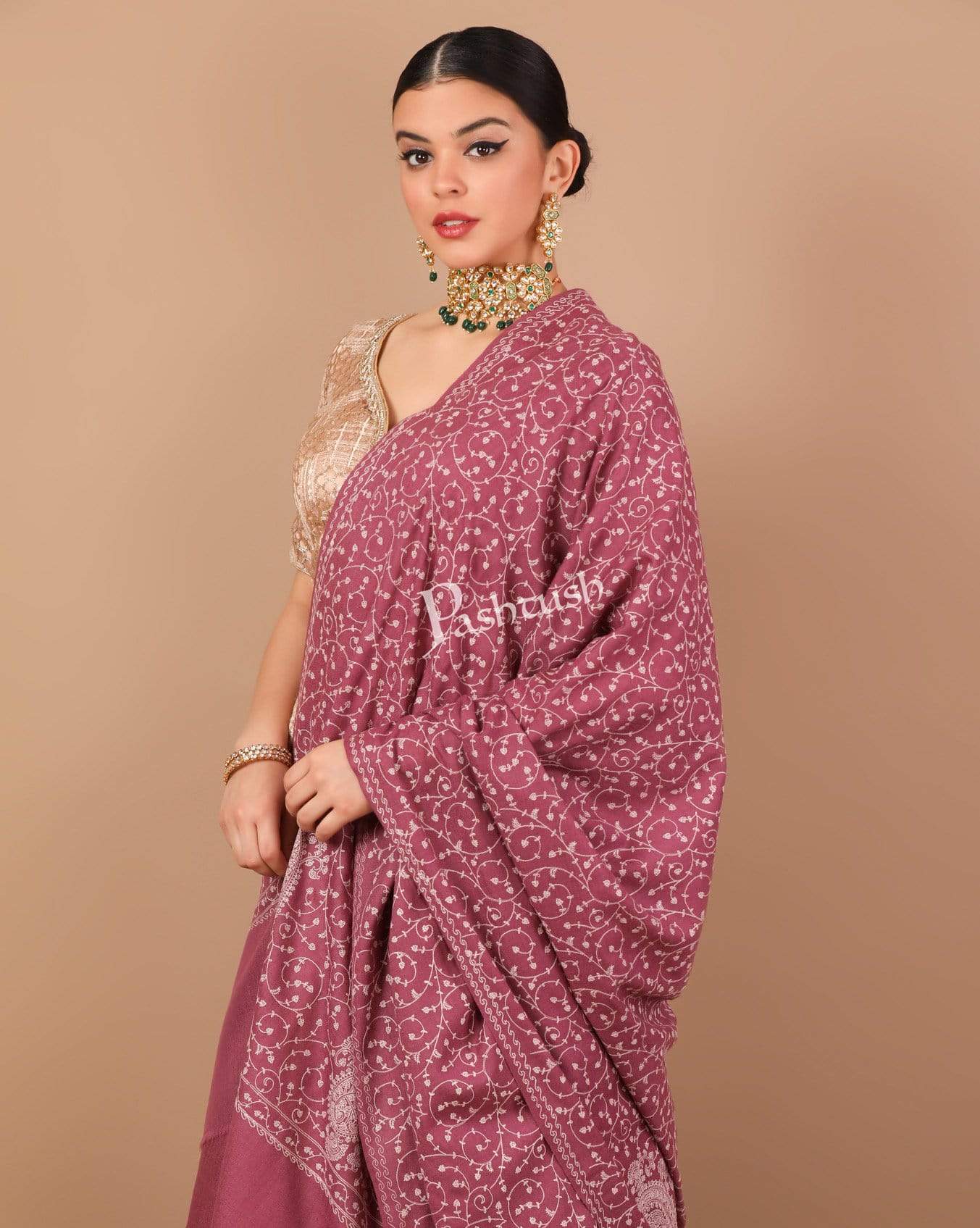 Pashtush Womens Shawl With Tone On Tone Embroidery, Soft And Warm, Light Weight - Image 5
