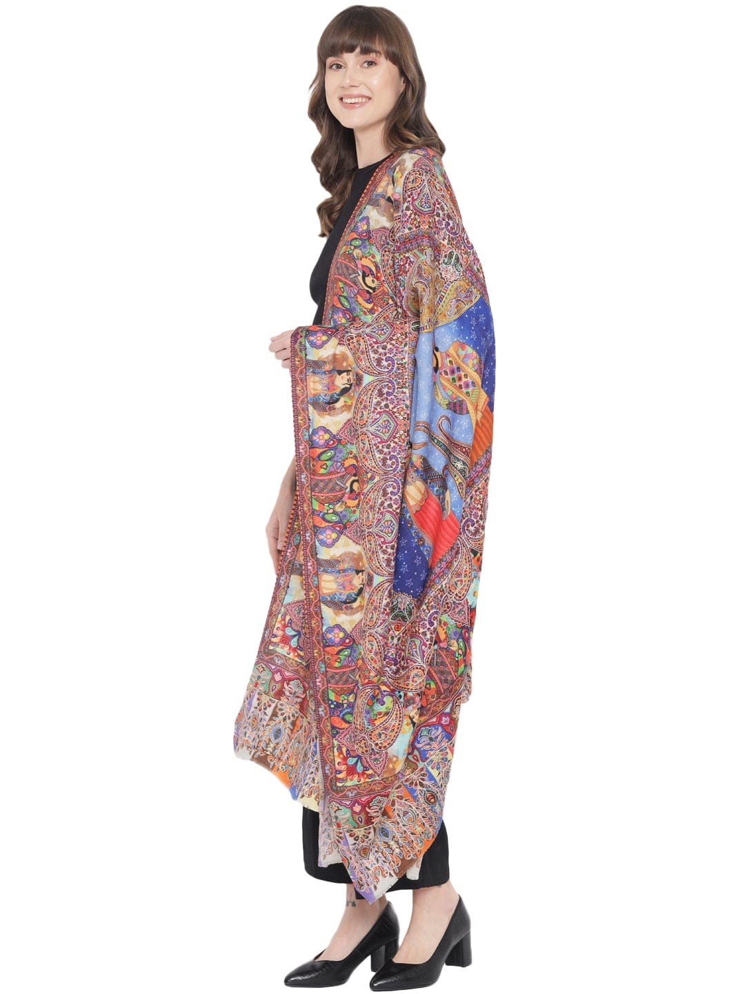 Pashtush Womens Pure Wool Moon Shawl, Love Story, Hand Embroidery Kalamkari, Woolmark - Image 15