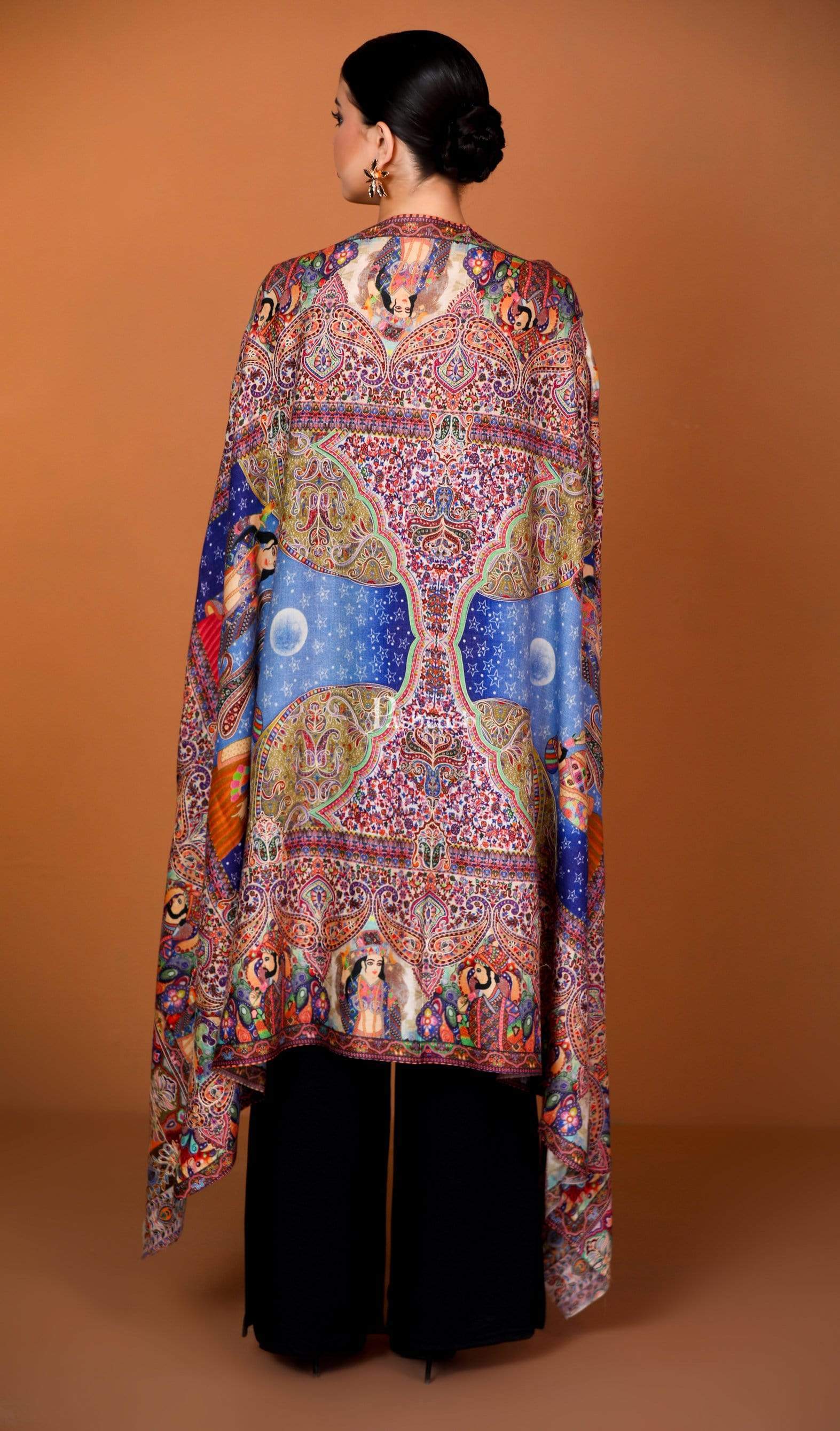 Pashtush Womens Pure Wool Moon Shawl, Love Story, Hand Embroidery Kalamkari, Woolmark - Image 7
