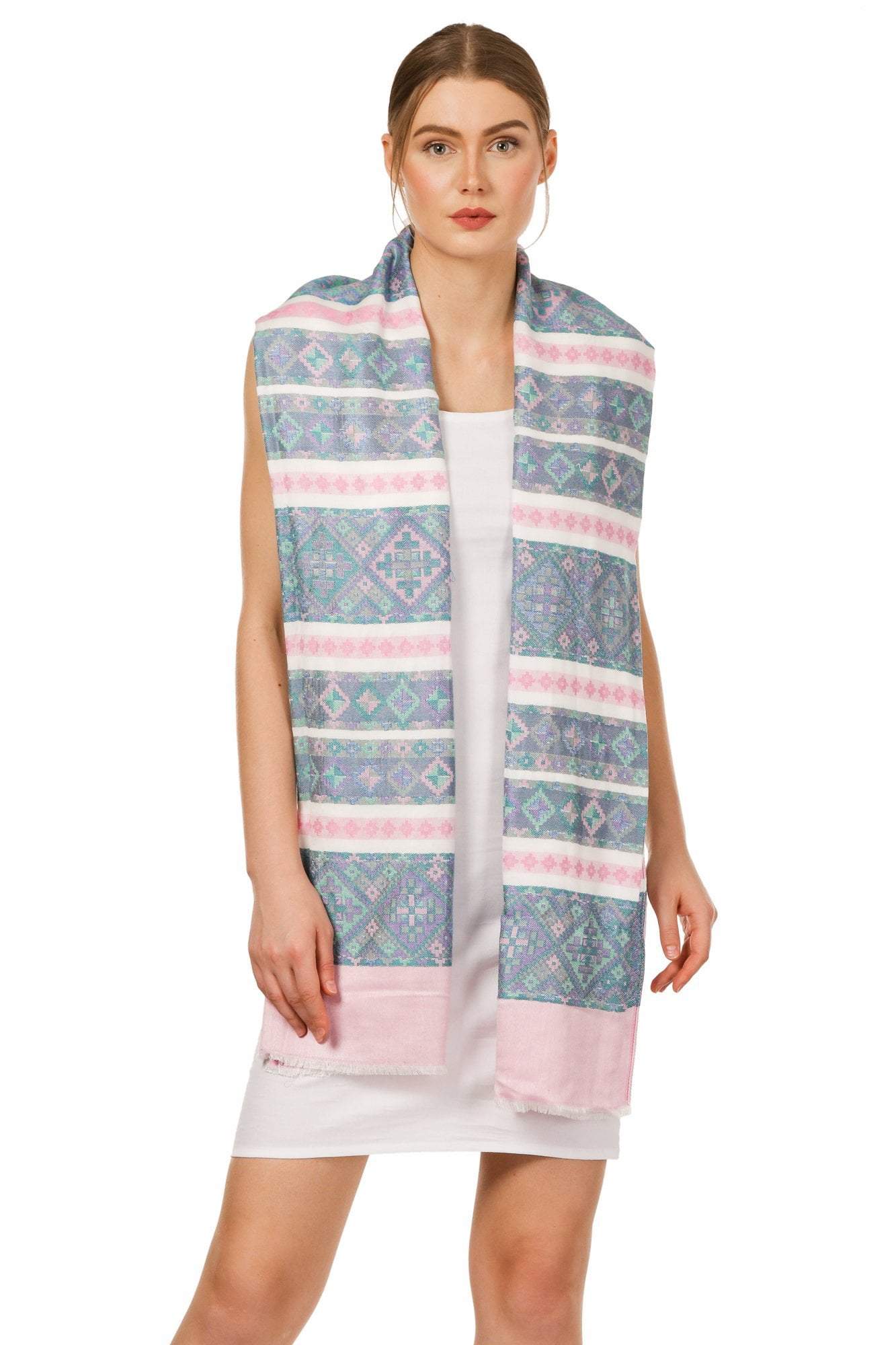 Pashtush Women'S Multicoloured Soft Bamboo Scarf, Aztec Collection - Image 2