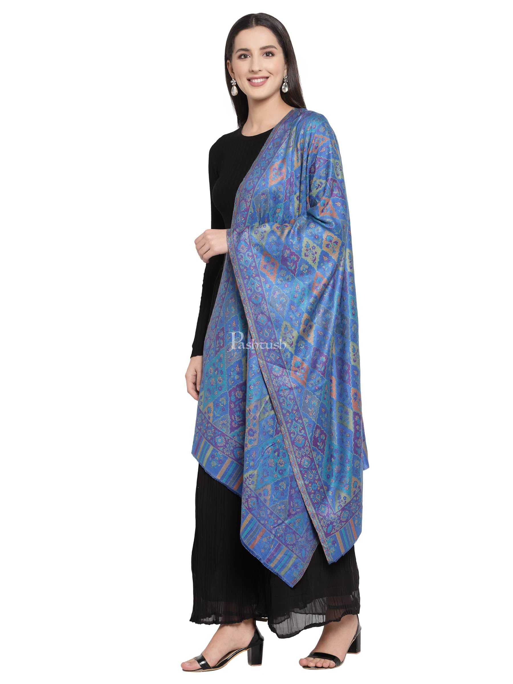 Pashtush Women'S Paisley Design, Soft Bamboo Scarf, Blue - Image 4