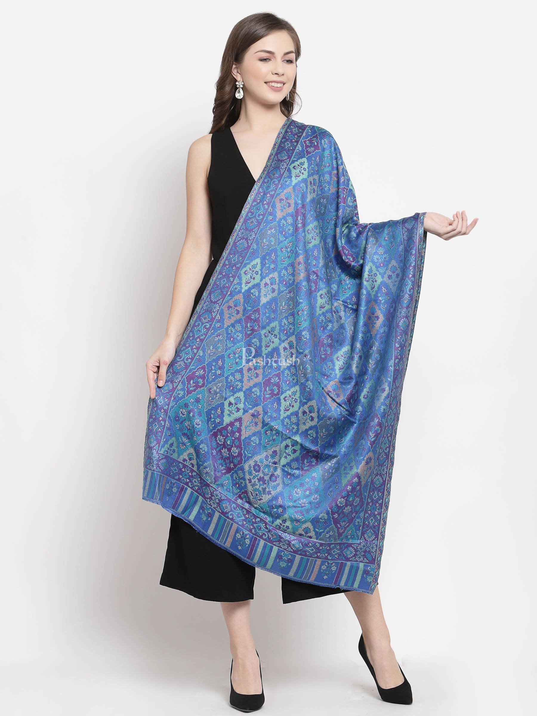 Pashtush Women'S Paisley Design, Soft Bamboo Scarf, Blue - Image 3