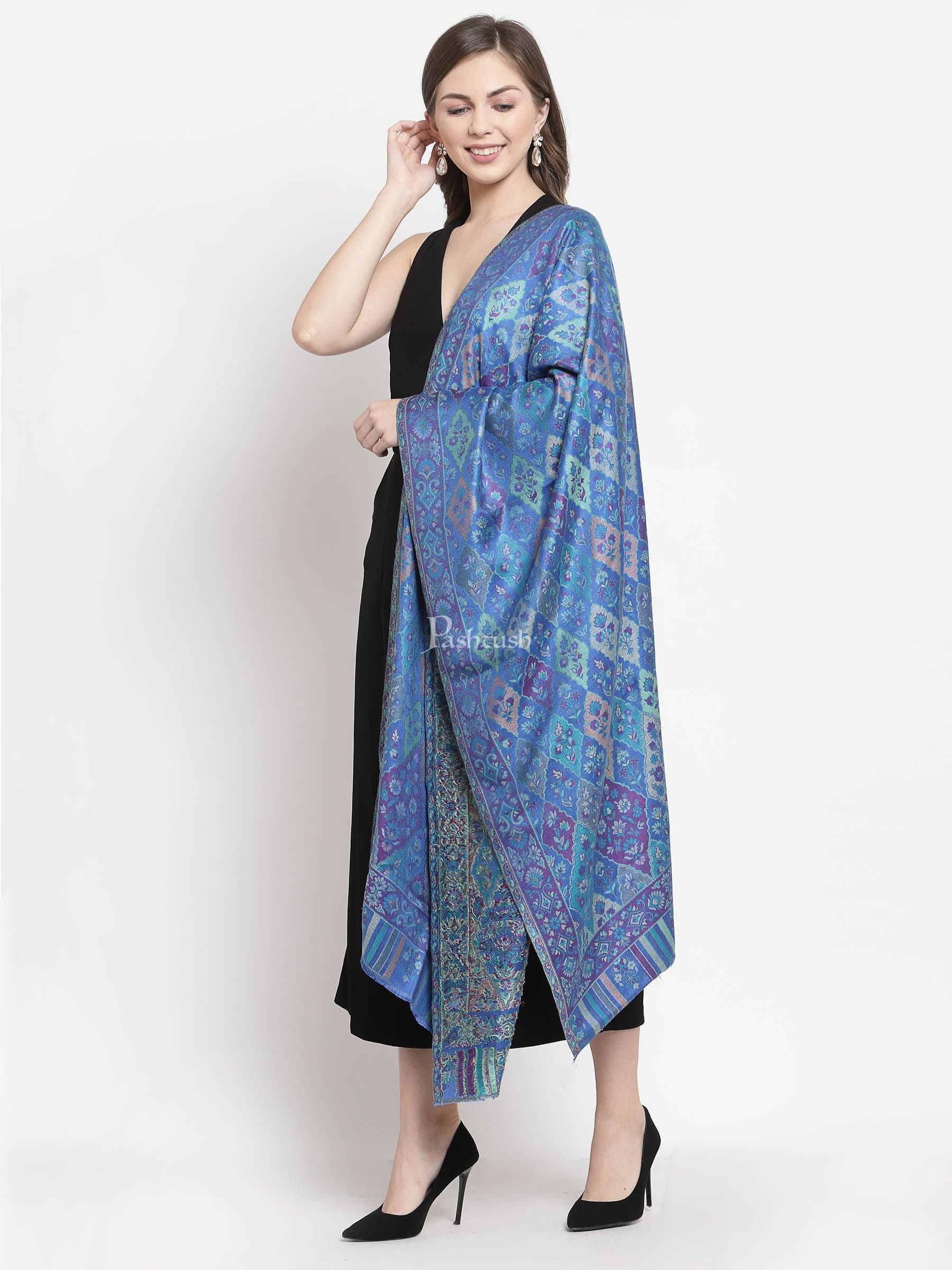 Pashtush Women'S Paisley Design, Soft Bamboo Scarf, Blue - Image 4
