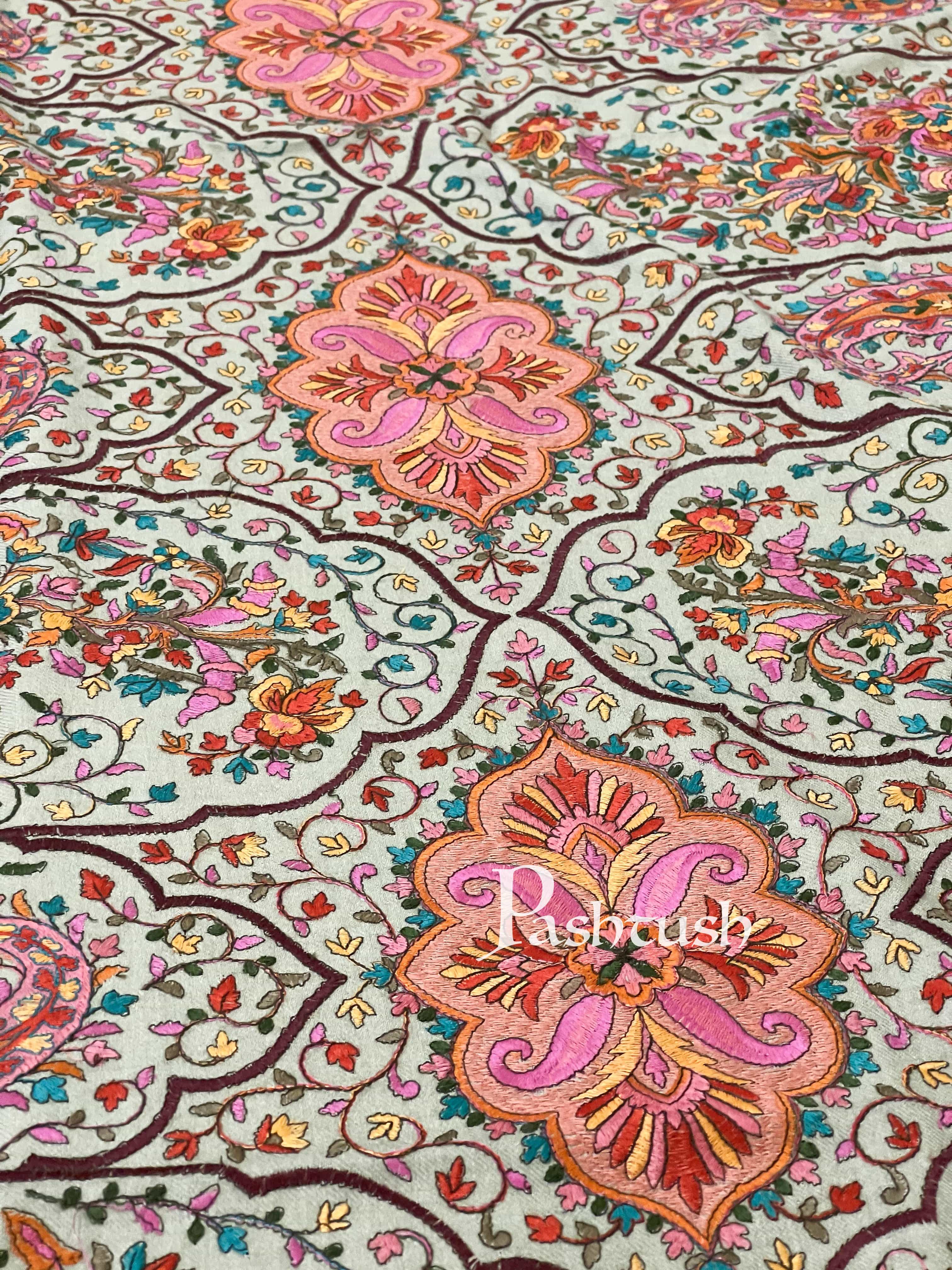 Pashtush Womens Papier-MâChé Embroidered Shawl, Fine Wool With Silky Embroidery. - Image 2