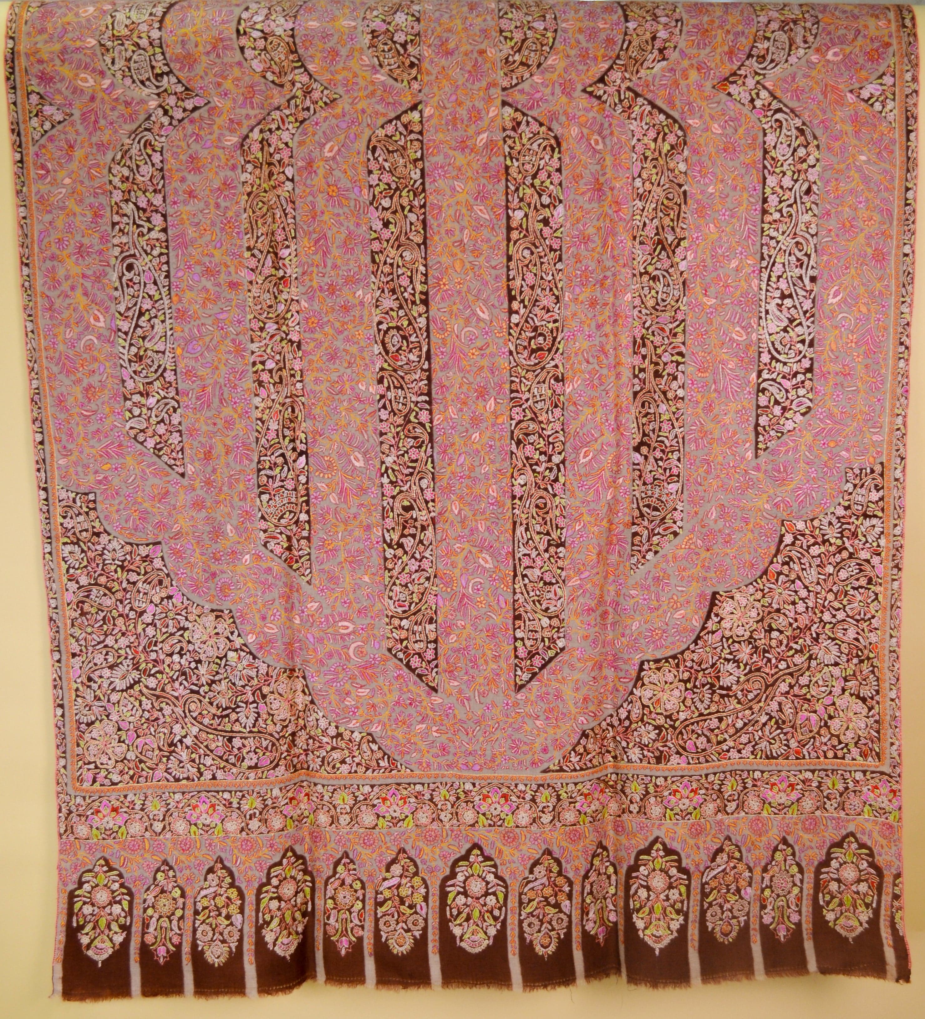 Pashtush Womens Pashmina, Hand Embroidered Papier-mâché Shawl, With Intricate Resham Threadword - Image 3