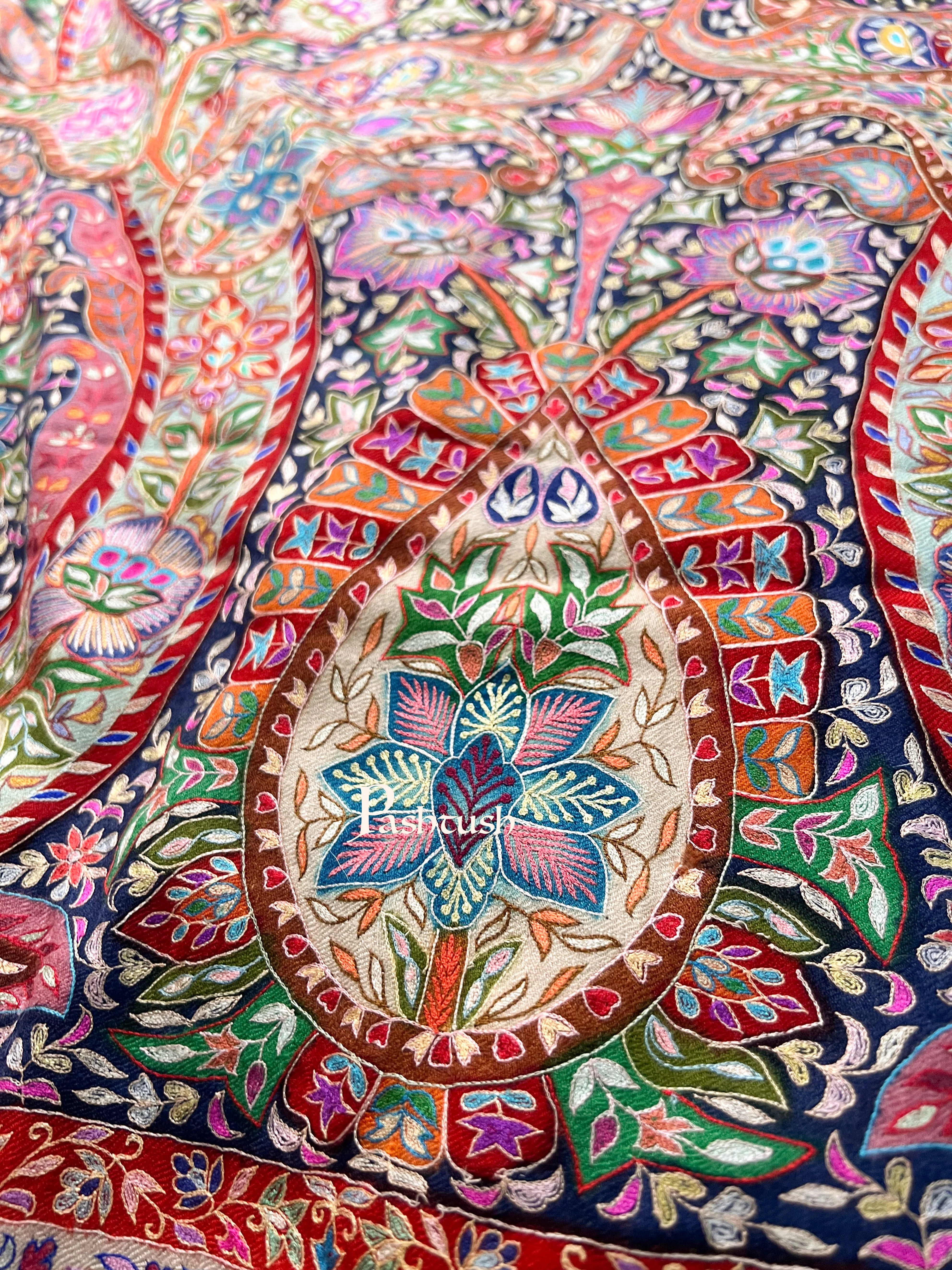 Pashtush Womens Pashmina Shawl, Hand Painted, Hand Embroidered, Handloom Woven Shawl, Multicoloured - Image 2