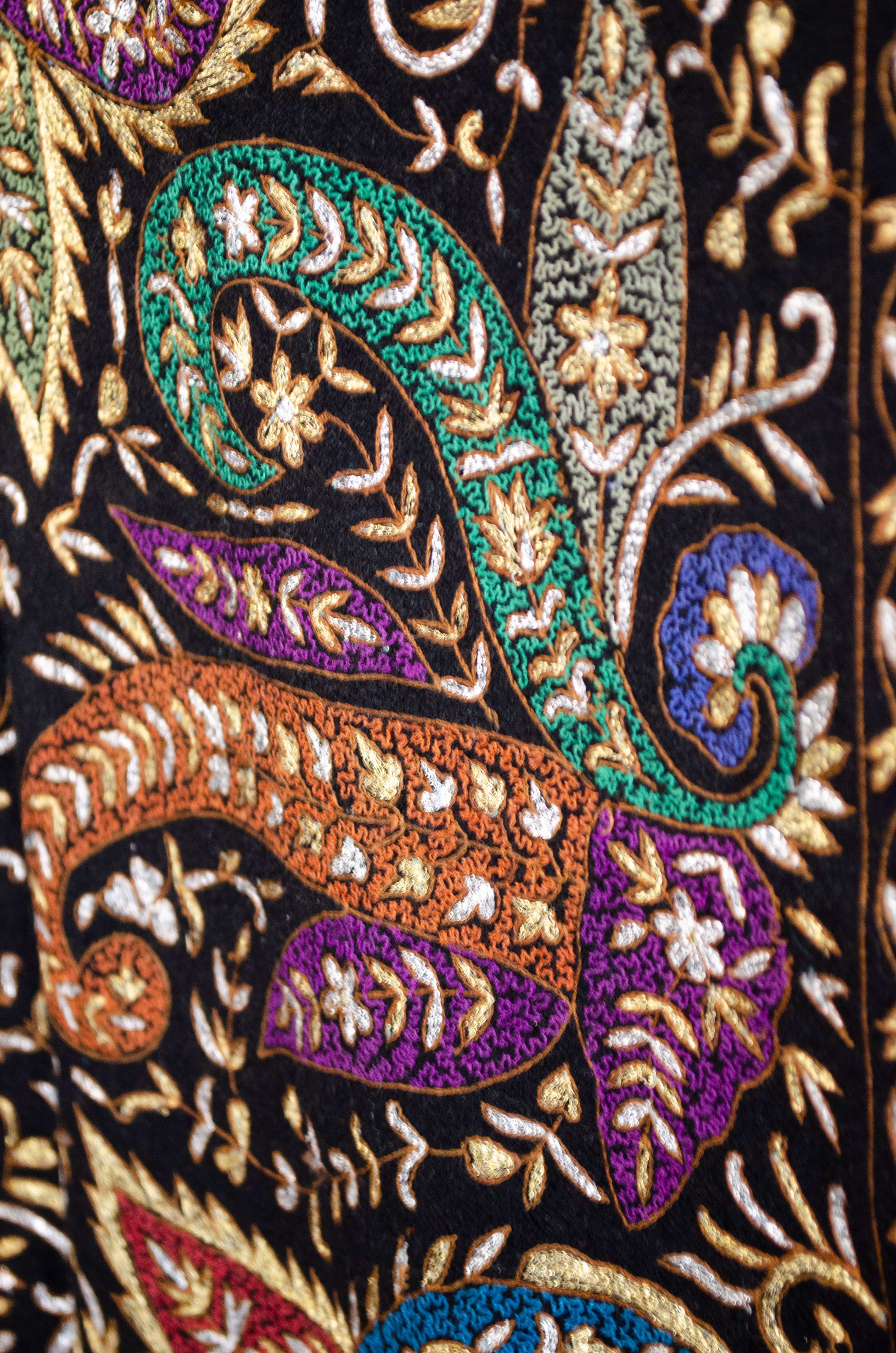 PASHTUSH WOMENS PASHMINA SHAWL, KASHMIRI TILLA WORK, HANDLOOM, MULTICOLOURED - Image 6