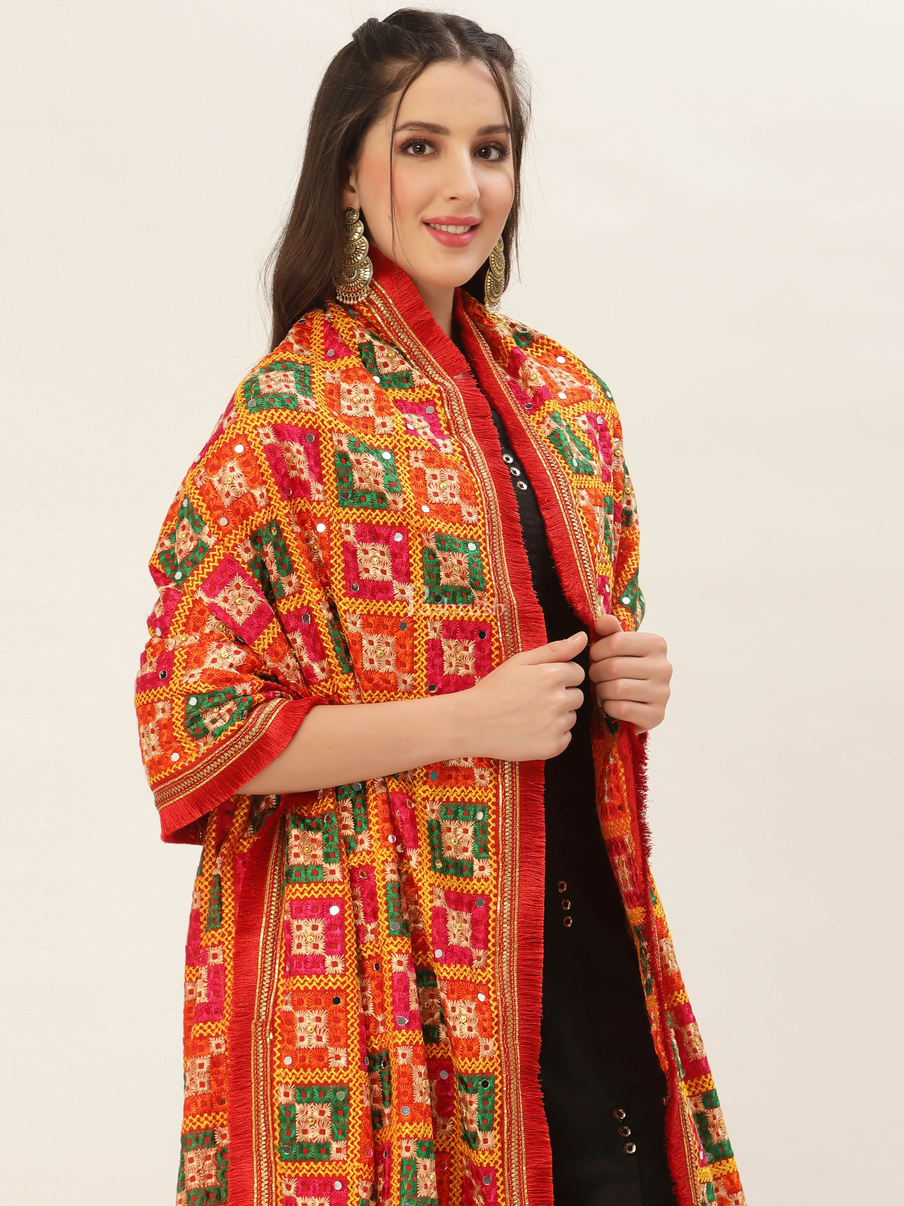 Pashtush Womens Phulkari Dupatta - Image 4