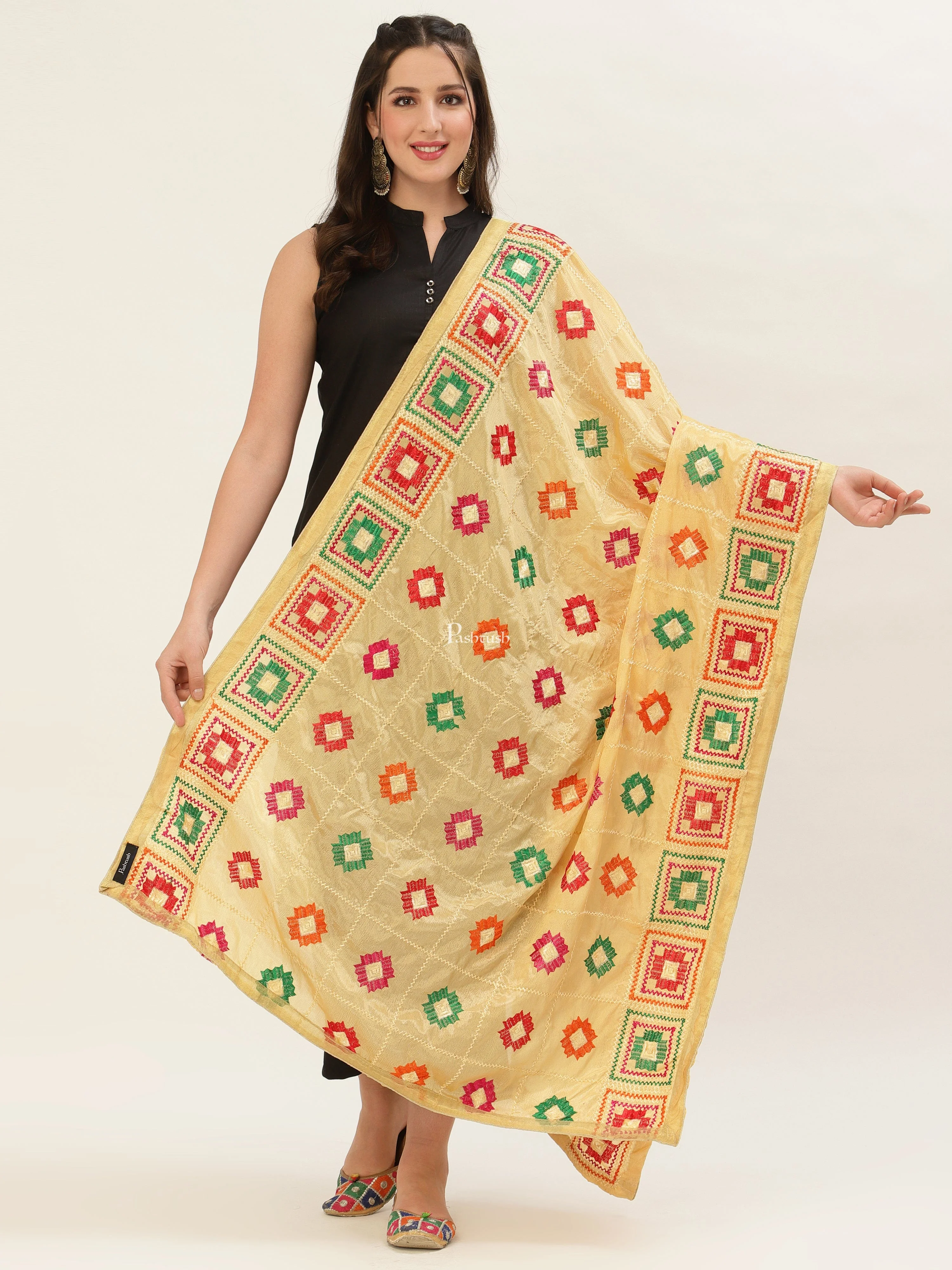 Pashtush Womens Phulkari Dupatta - Image 3