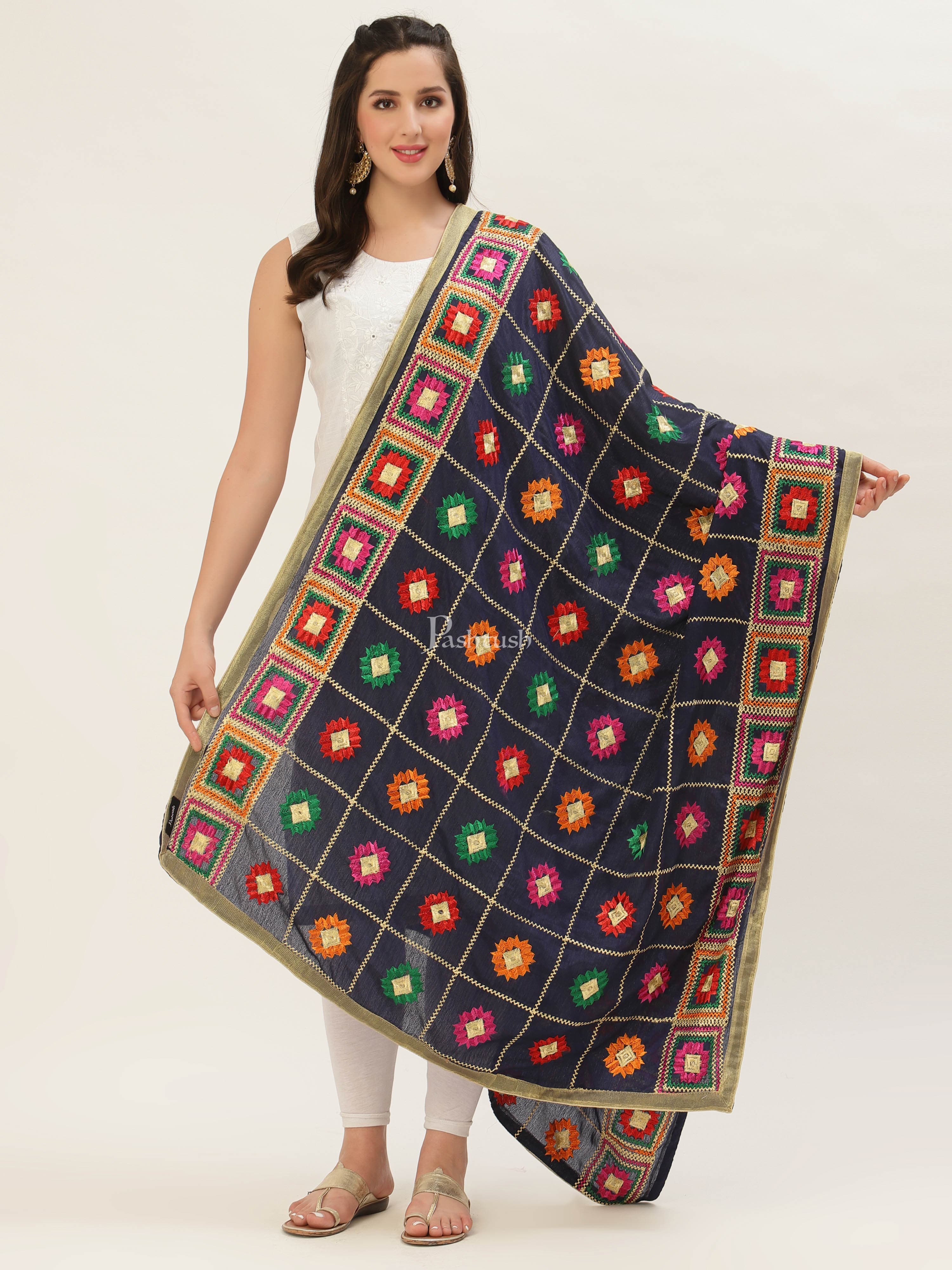 Pashtush Womens Phulkari Dupatta - Image 2