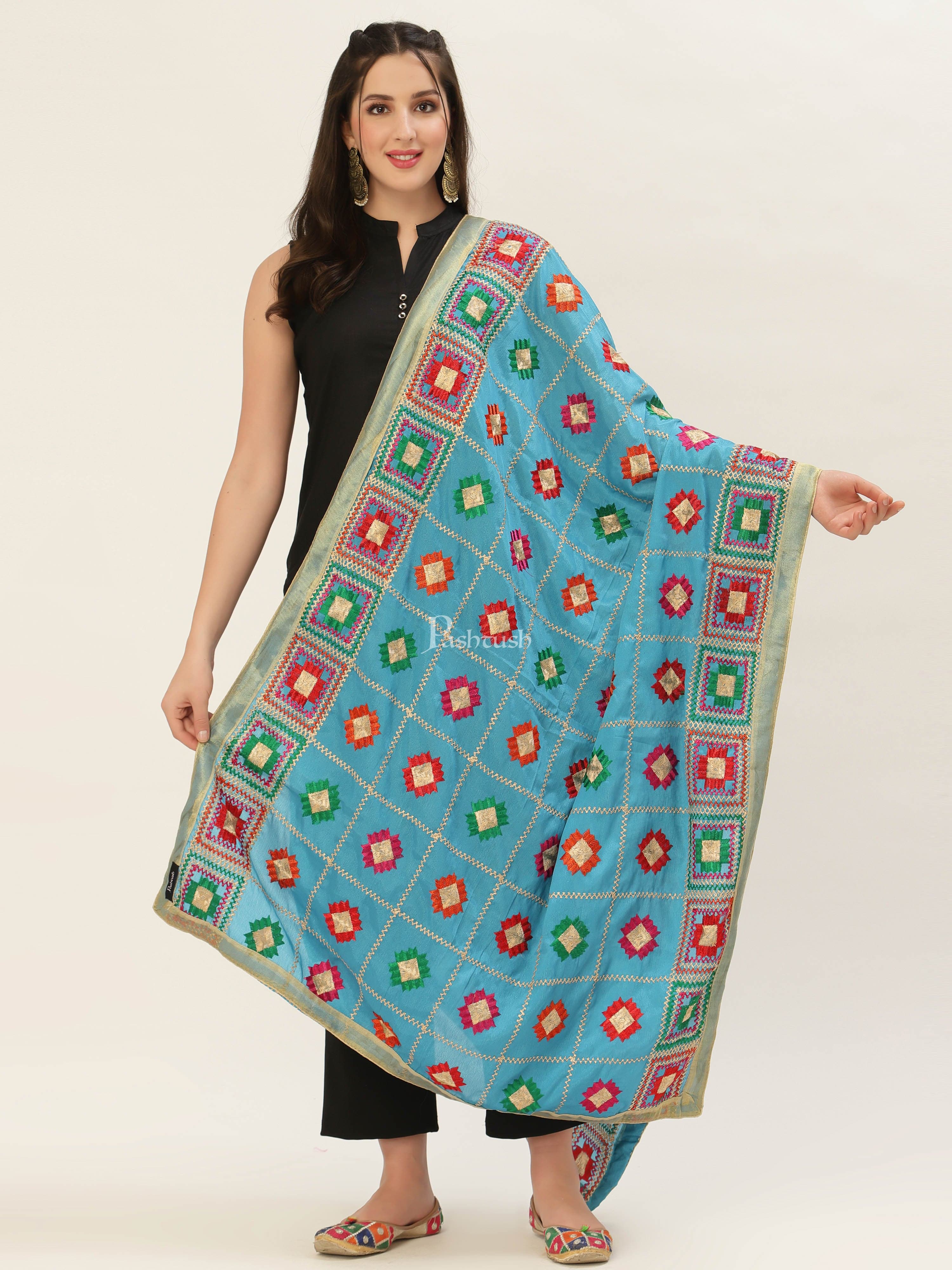 Pashtush Womens Phulkari Dupatta - Image 4