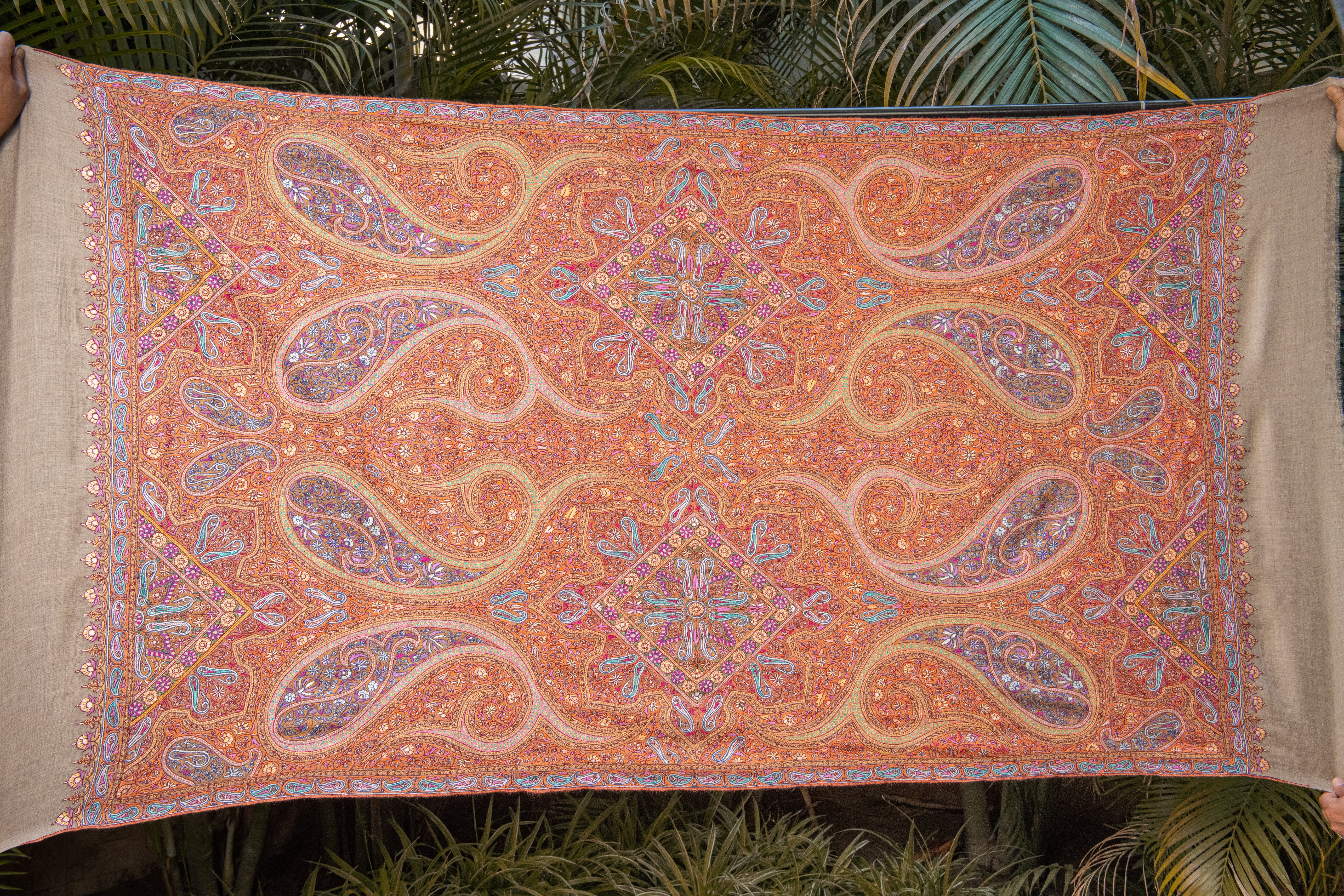 Pashtush Womens Pure Pashmina Shawl, Sozni Hand Embroidery, Hand Woven Design, Khakikaar - Image 2