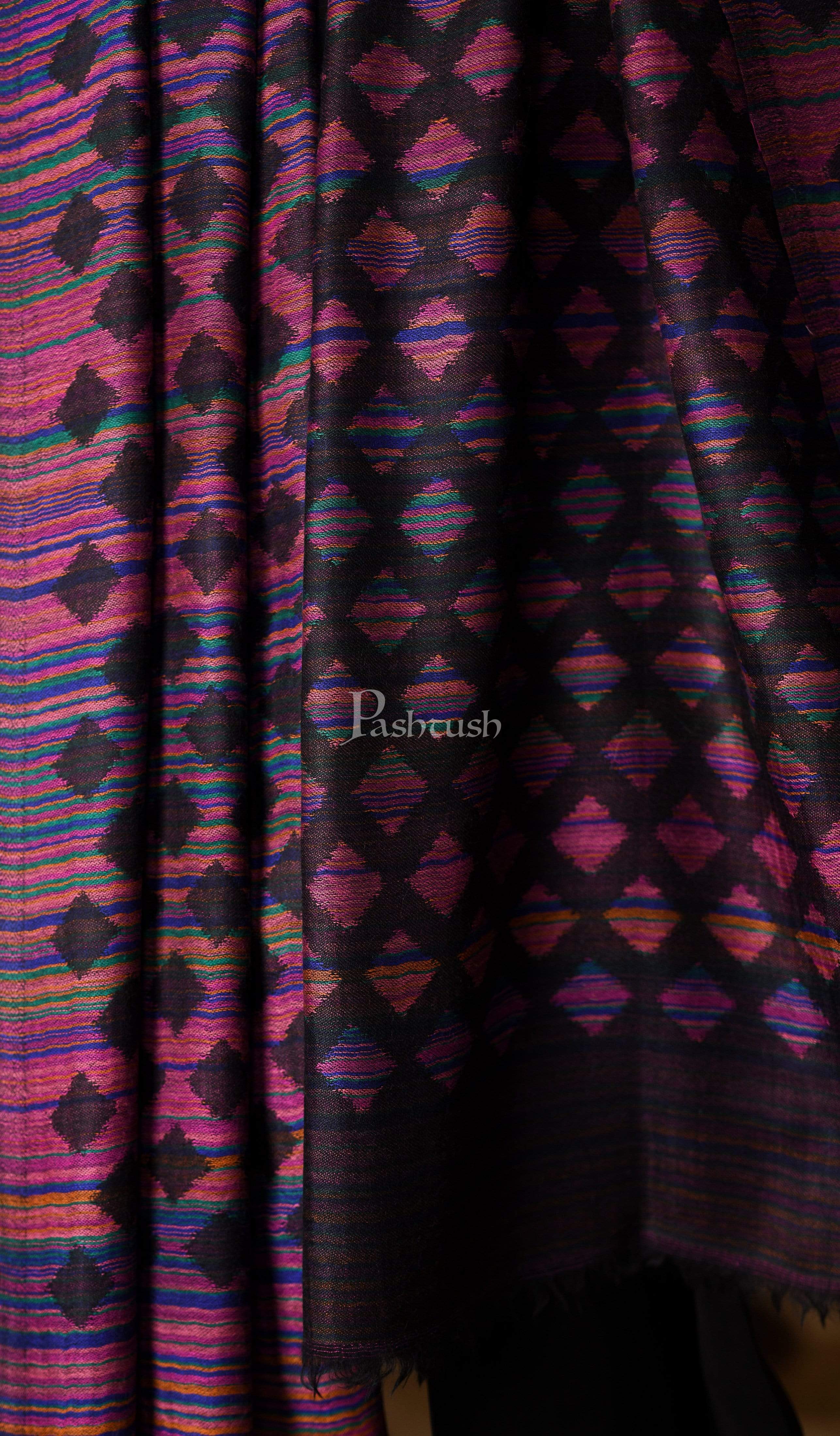 Pashtush Mens Reversible Stole, 100% Pure Wool With Woolmark Certification, Multi Coloured - Image 2