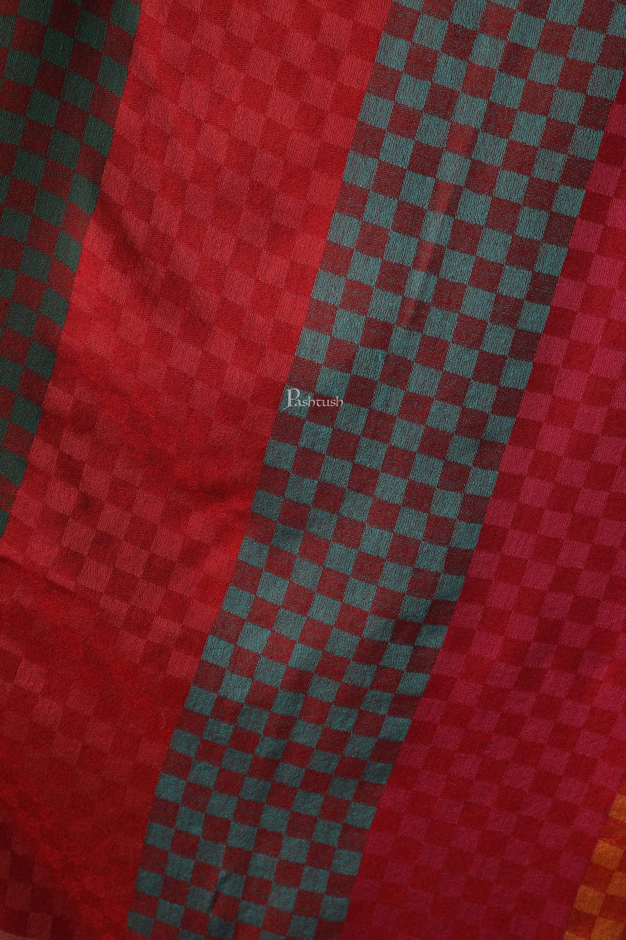 Pashtush Women'S Reversible Stole, Checkered Design Multi Coloured - Image 2